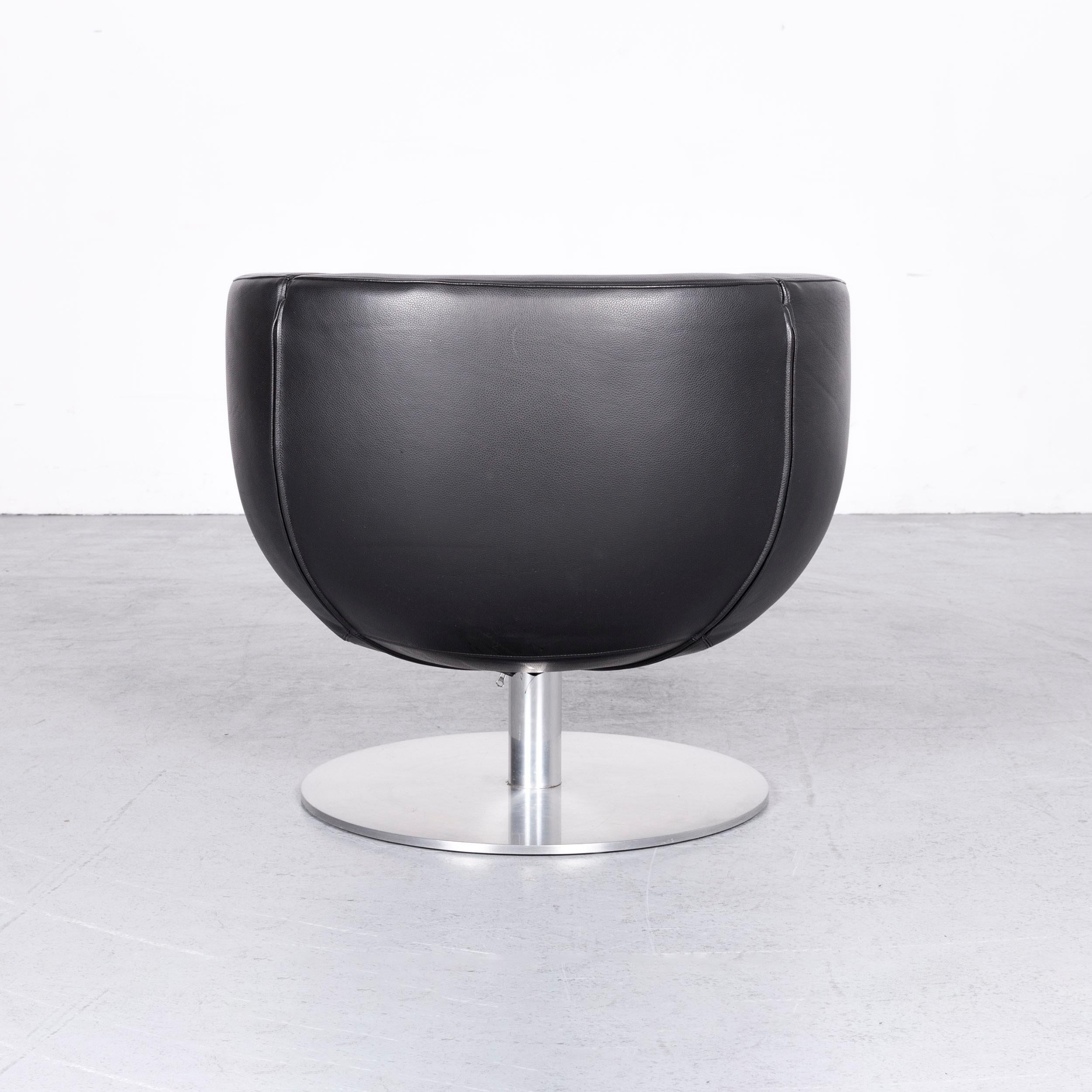 B&B Italia Tulip Designer Leather Armchair Set Black Chair  3