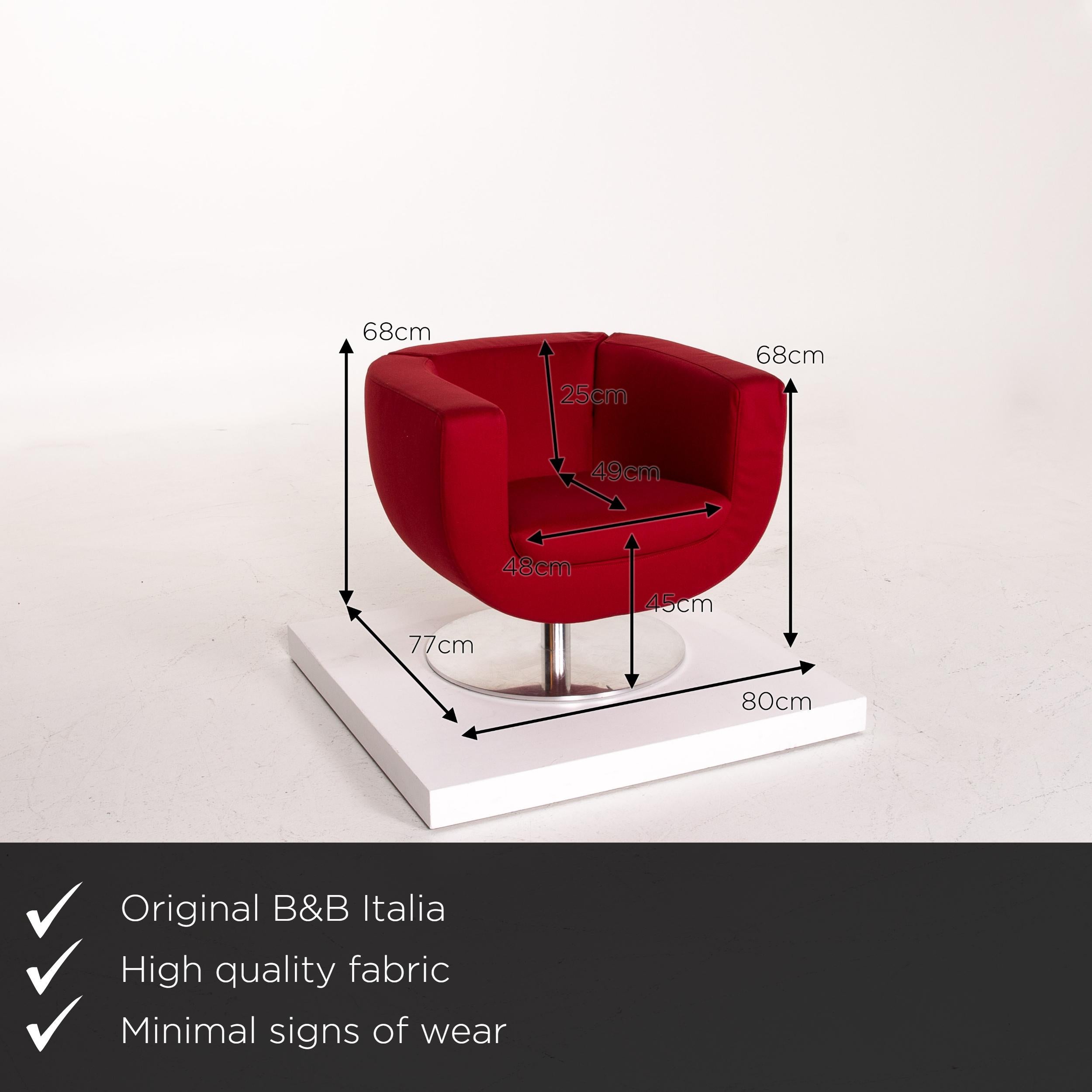 B&B Italia Tulip Fabric Armchair Red 360 Degrees Rotatable Jeffrey