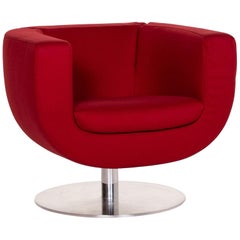 B&B Italia Tulip Fabric Armchair Red 360 Degrees Rotatable Jeffrey Bernett