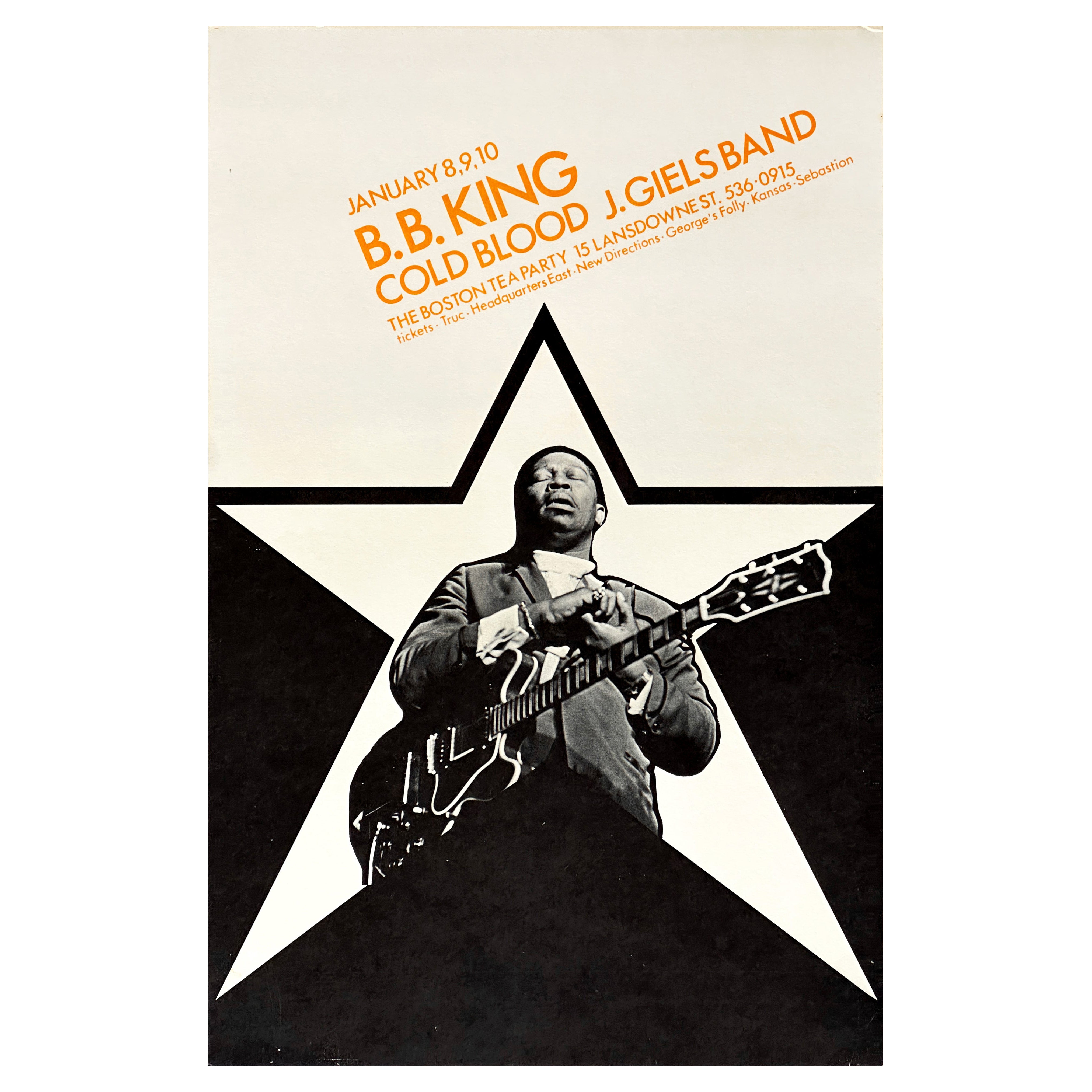 B.B. King Original-Konzertplakat für die Boston Tea Party, Boston, 1970 im Angebot