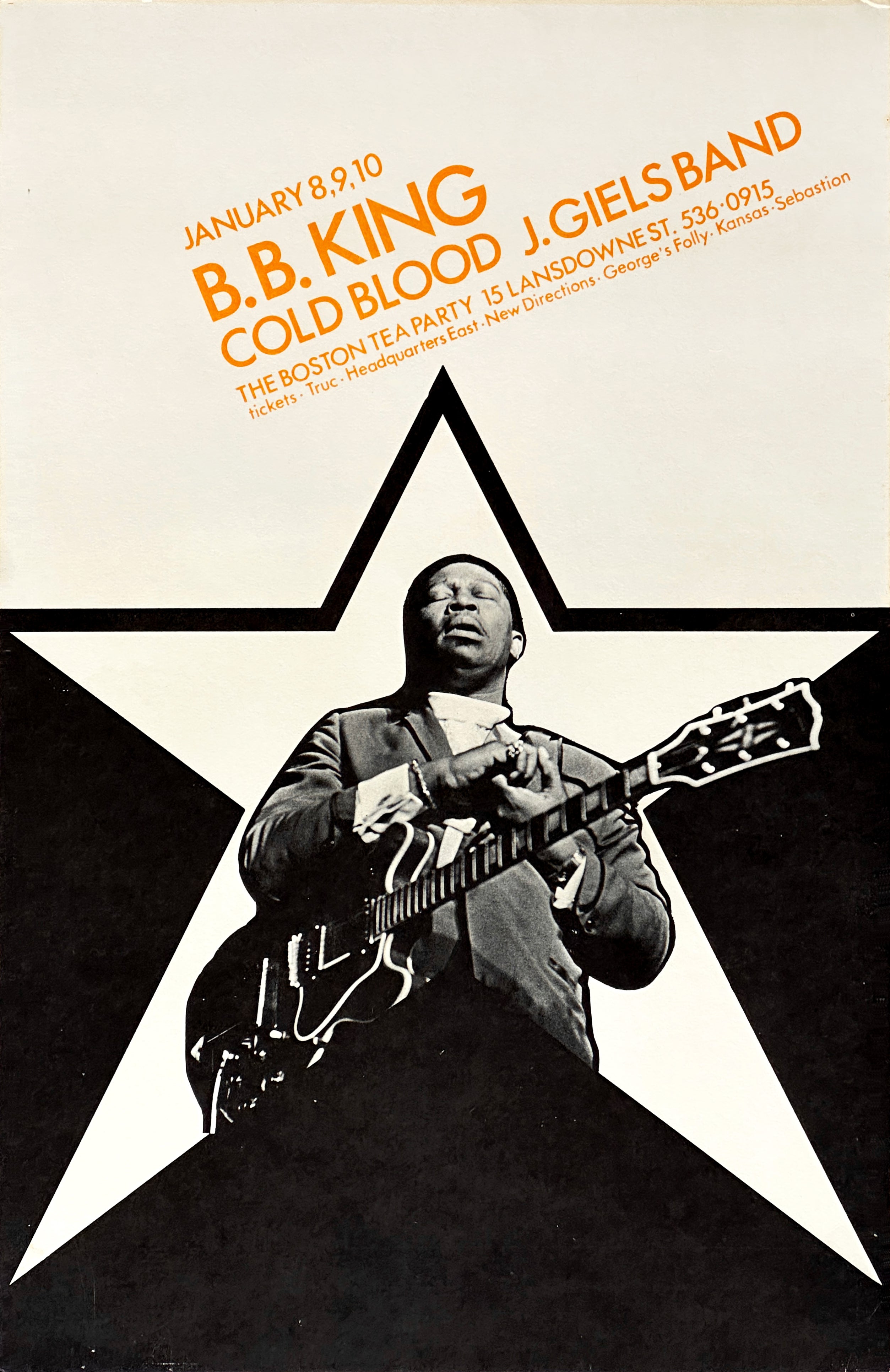 B.B. King Original Concert Poster for the Boston Tea Party, Boston, 1970 For Sale