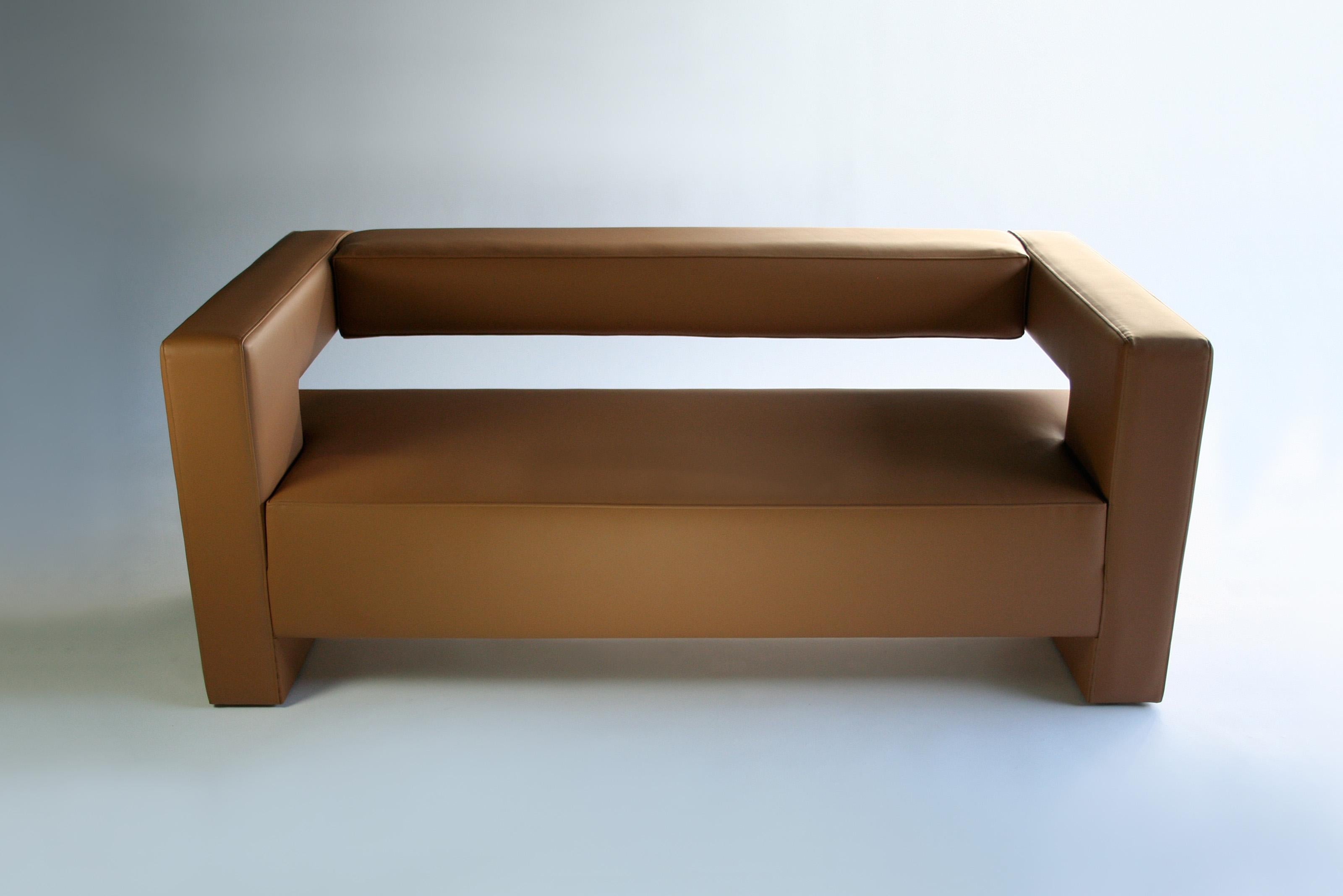 BB Leather Sofa by Phase Design
Dimensions: D 83,8 x W 238,8 x H 63,5 cm.
Materials: Wood and leather.

Wood construction with upholstered body. Upholstery may be sourced in Customer Own Material (COM), Customer Own Leather (COL), or in Phase