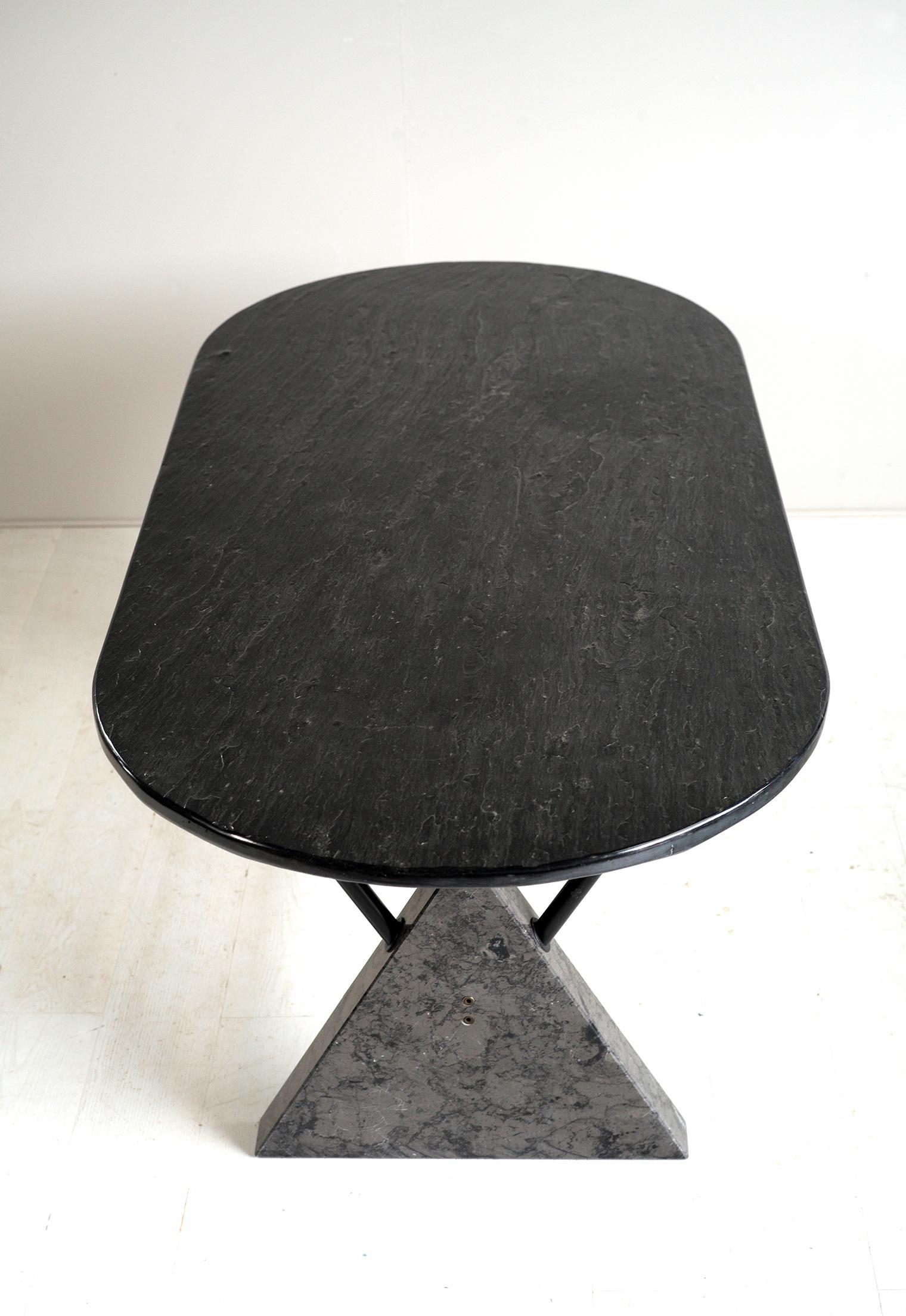 Italian BBB Bonacina, Rare Theo table in marble and slate, Italy 1980