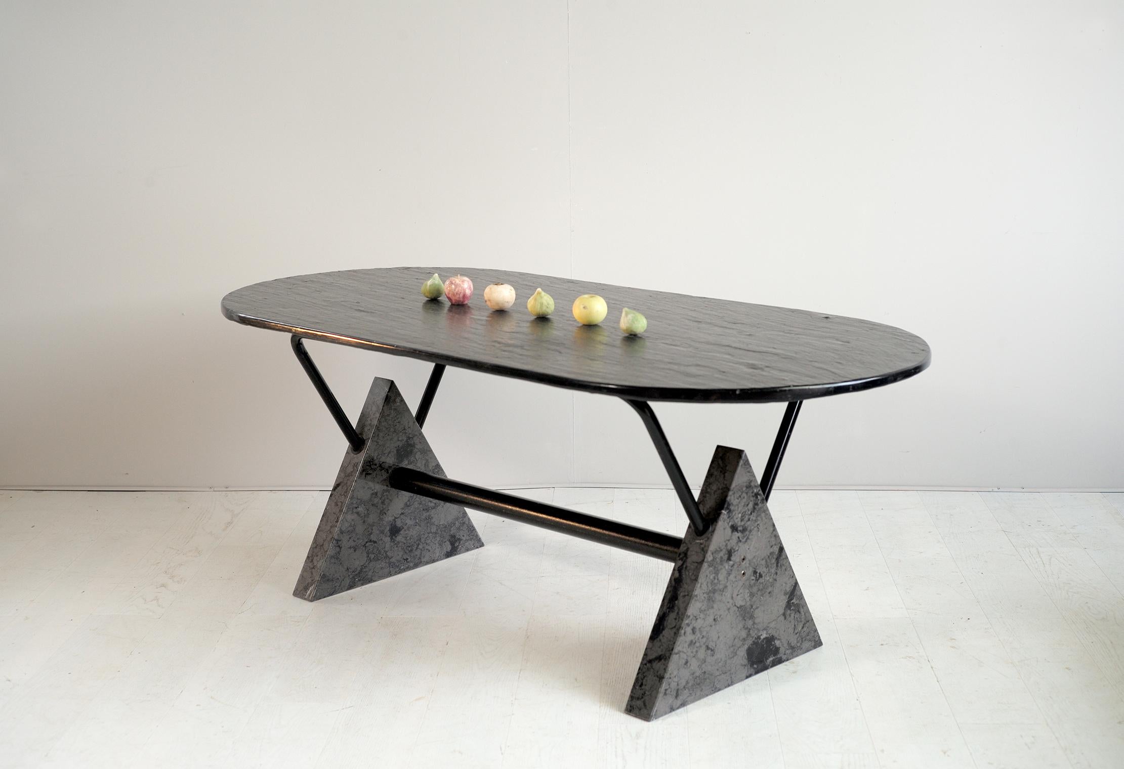 Late 20th Century BBB Bonacina, Rare Theo table in marble and slate, Italy 1980
