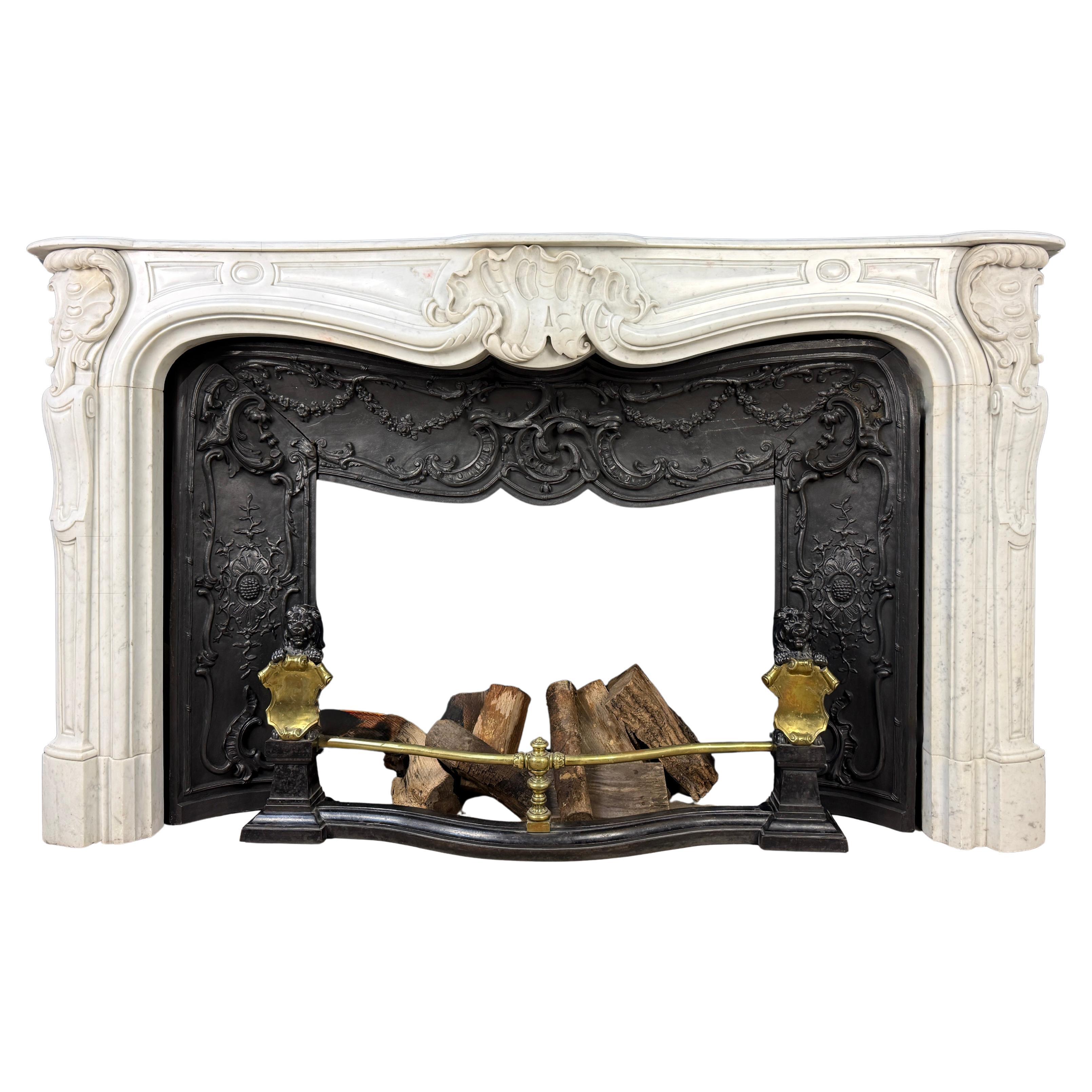 BBeautiful Rich Antique Front Fireplace Surround in Rococo Style For Sale