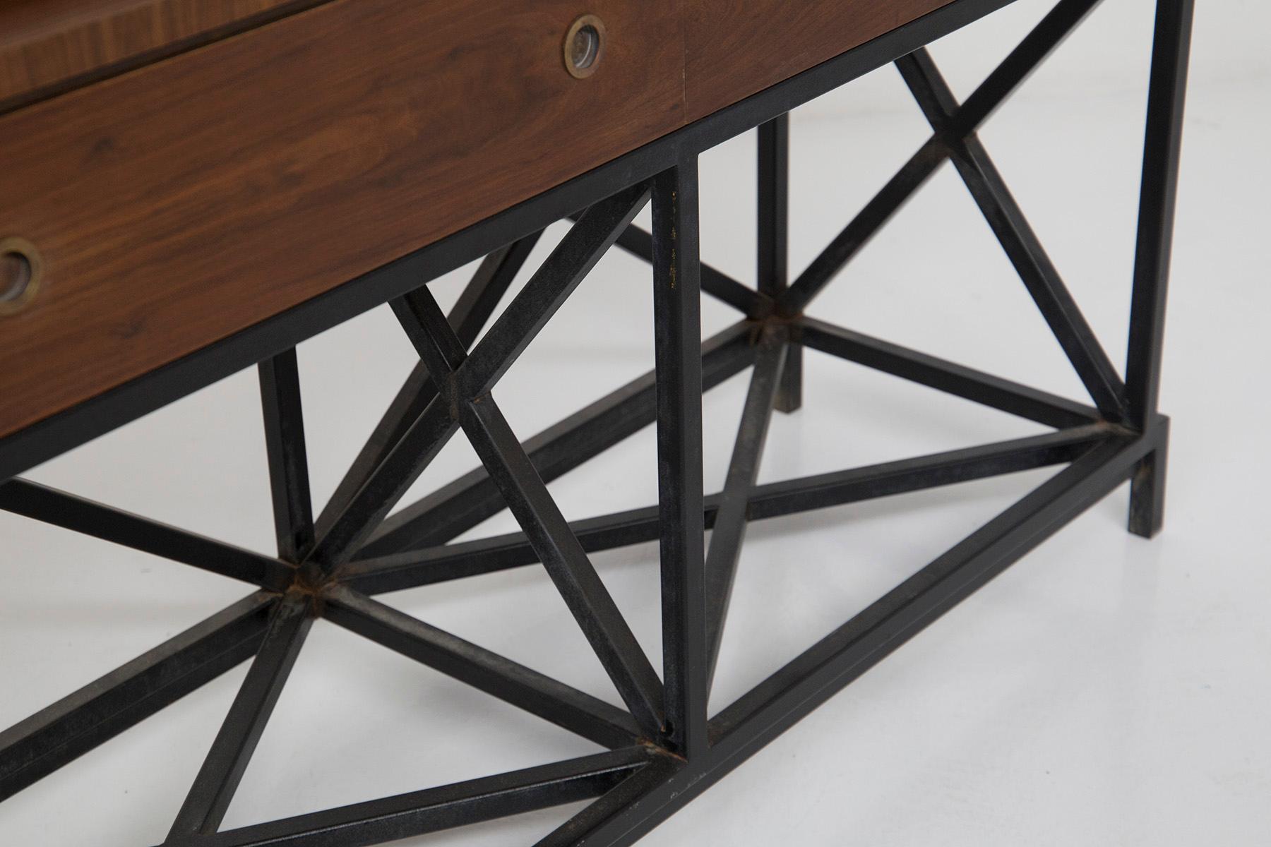 Fine XX secolo BBPR in stile Console in Wood e Cristallo Italiano in vendita