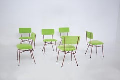 Bbpr Chairs Set of Six in Velvet Green and Red