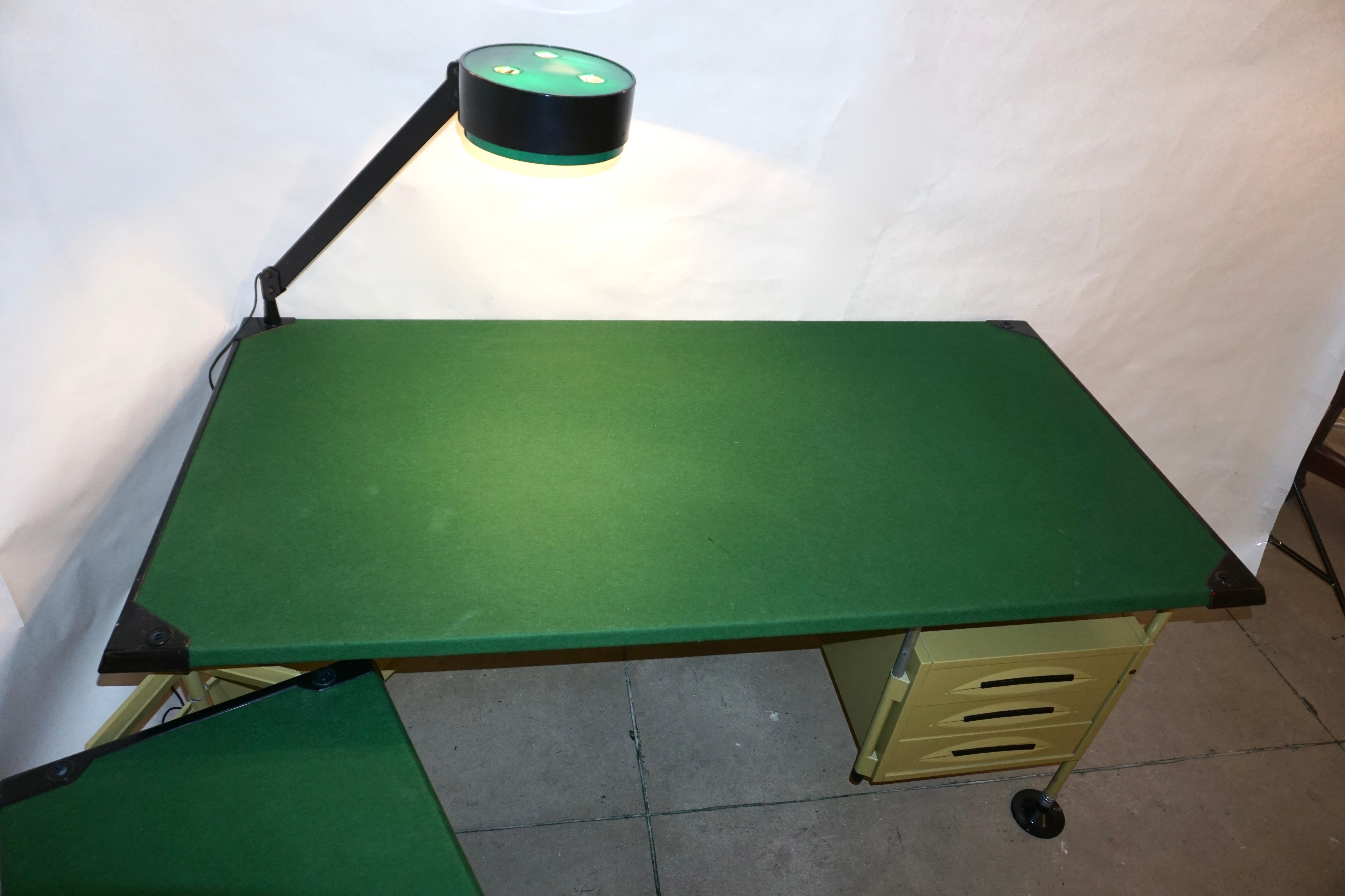 BBPR for Olivetti 1960 Green Modernist Desk with Black Accents and Side Bureau 2