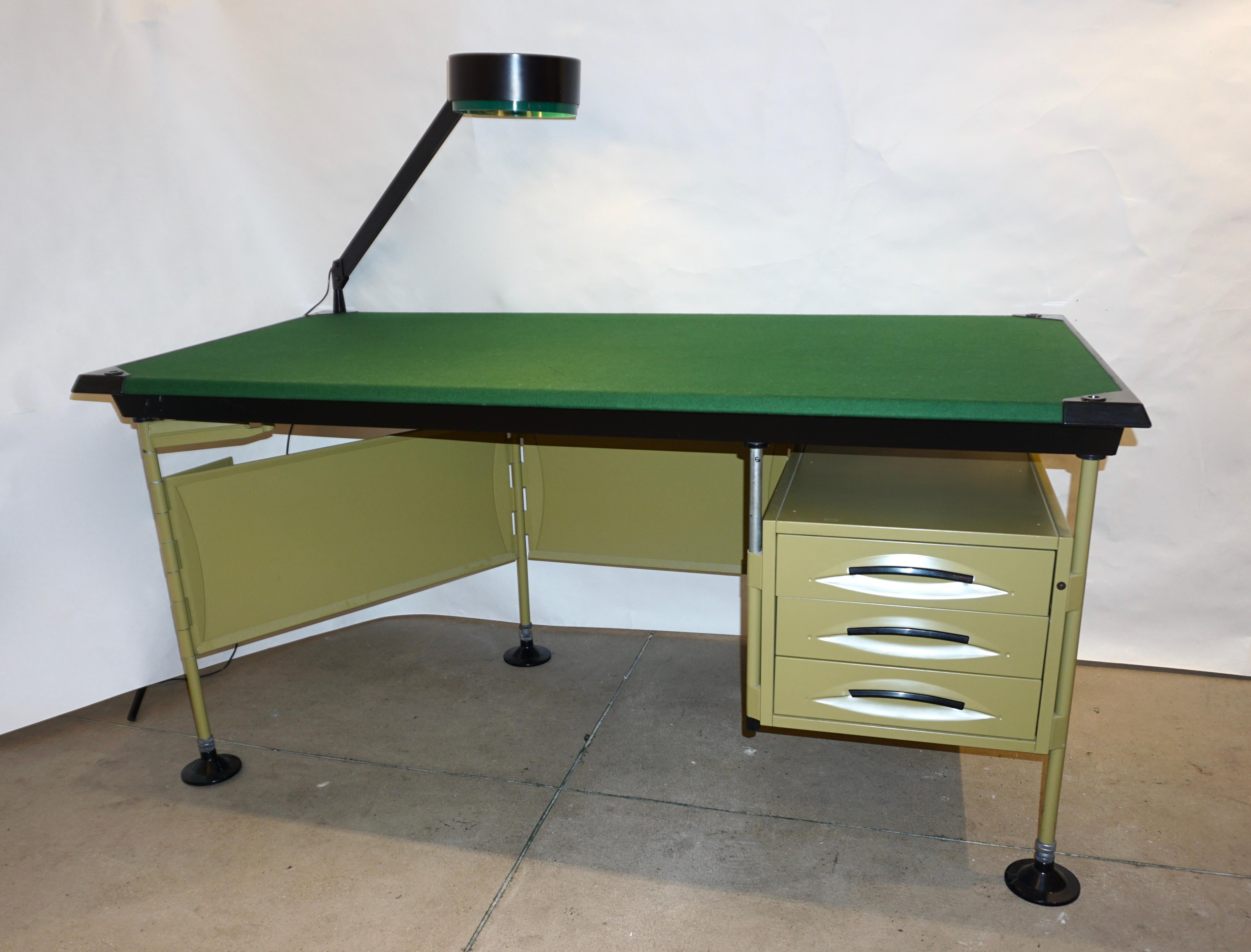 BBPR for Olivetti 1960 Green Modernist Desk with Black Accents and Side Bureau In Good Condition In New York, NY