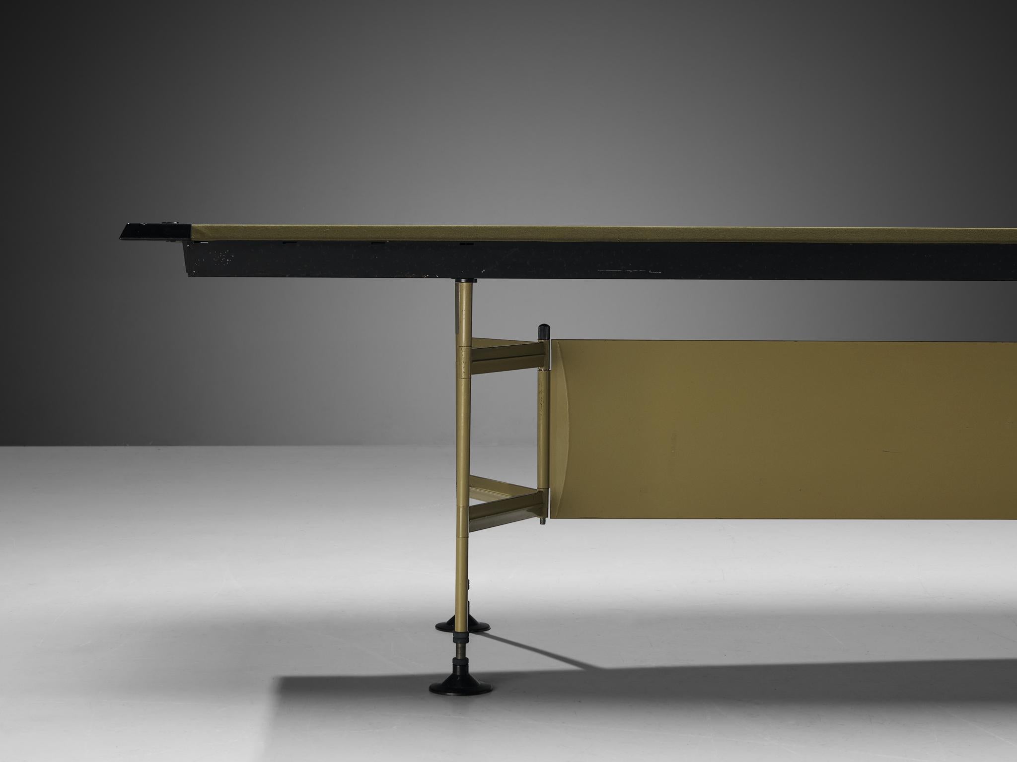 BBPR for Olivetti Large Boat-Shaped Table in Metal and Felt 3