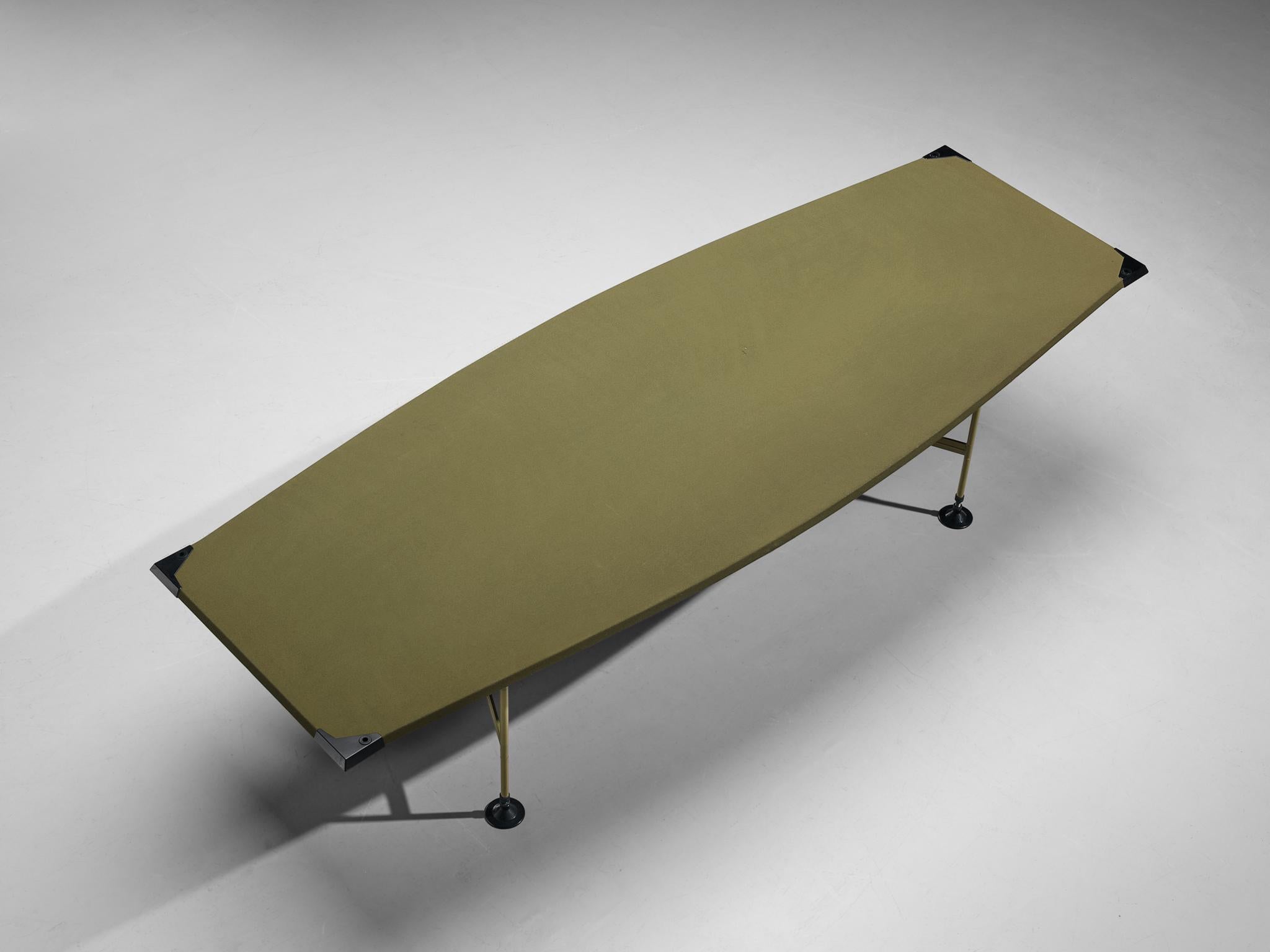 Mid-Century Modern BBPR for Olivetti Large Boat-Shaped Table in Metal and Felt