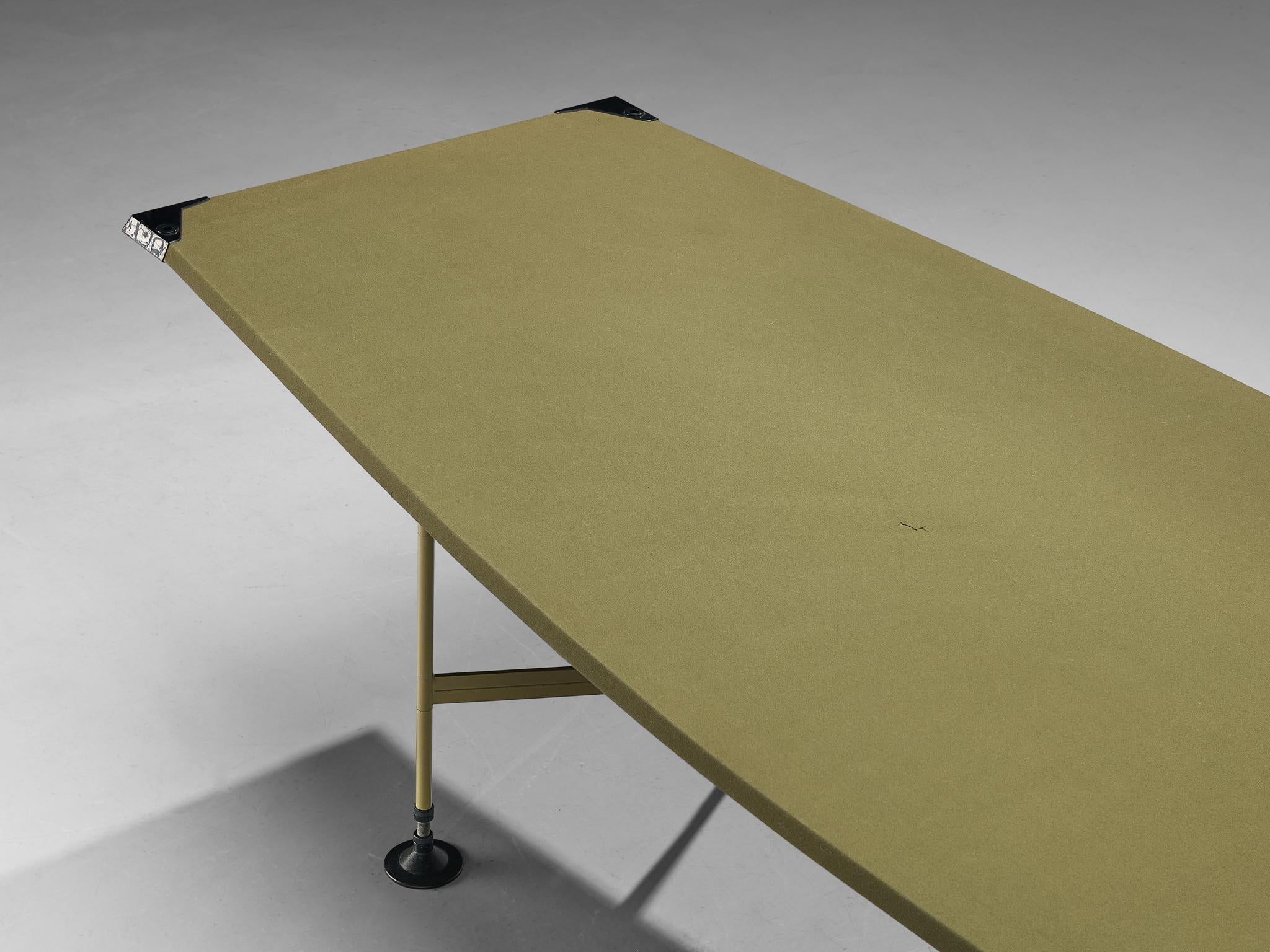 BBPR for Olivetti Large Boat-Shaped Table in Metal and Felt In Good Condition In Waalwijk, NL
