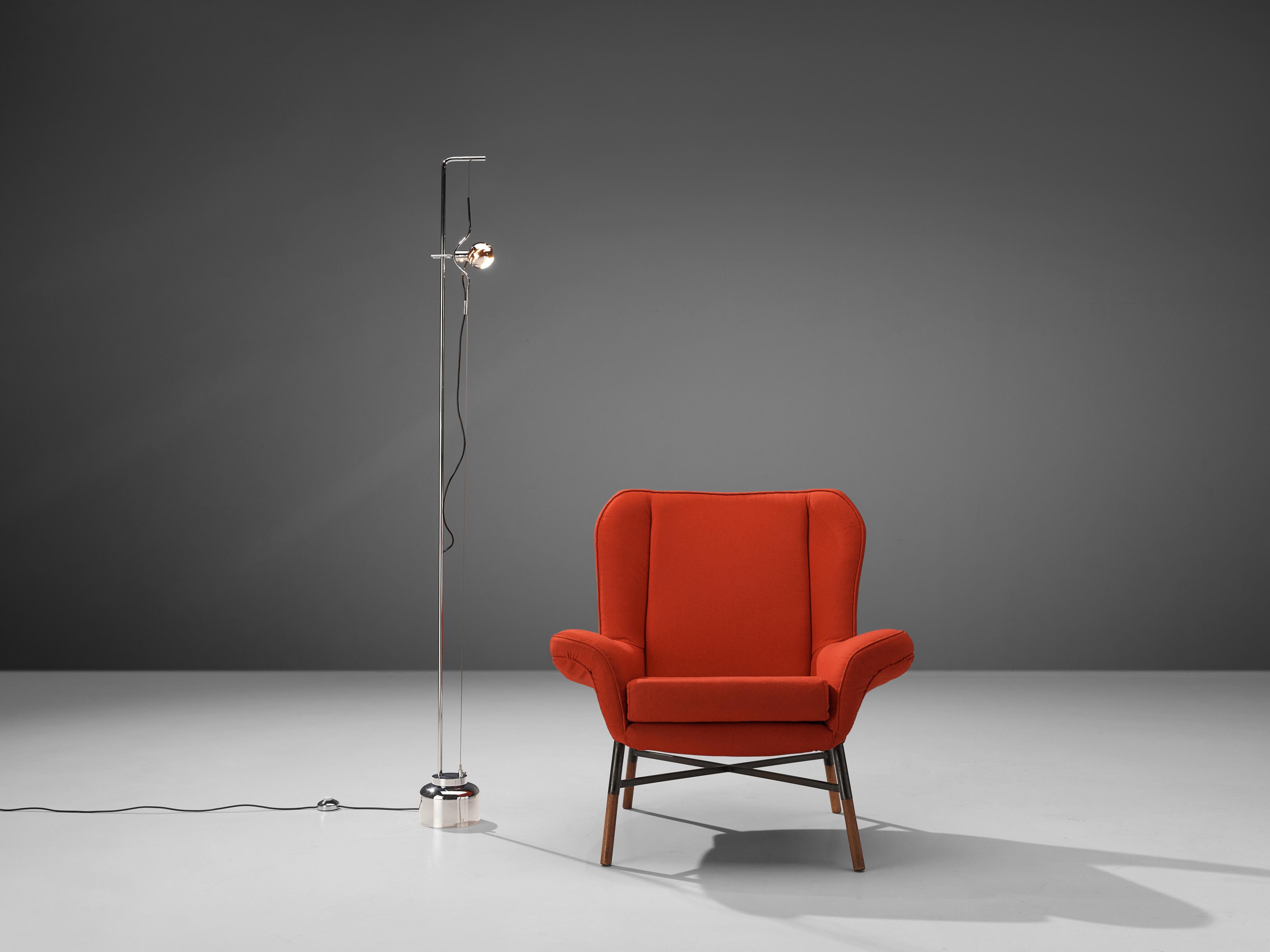 Italian BBPR 'Giulietta' Lounge Chair and Angelo Lelii 'Filosfera' Floor Lamp