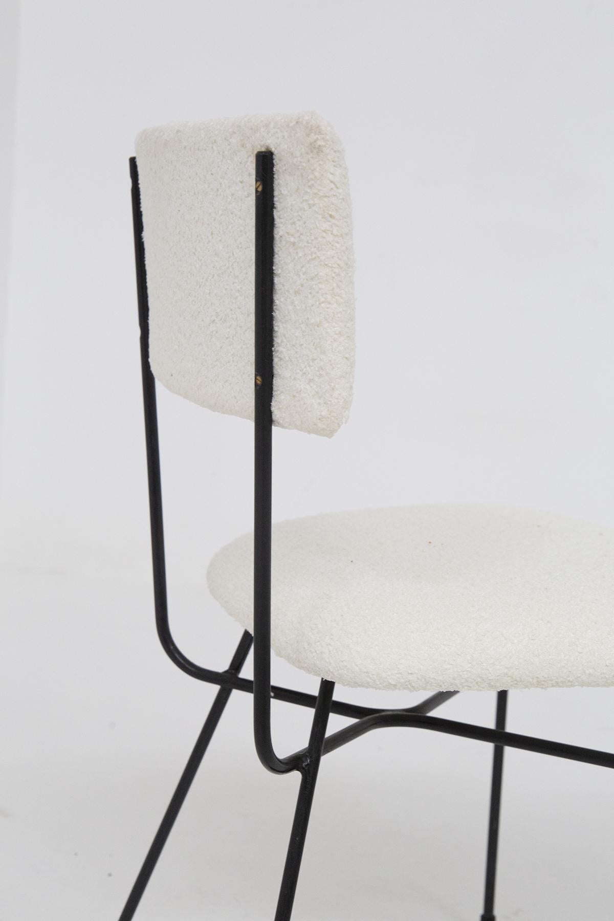 BBPR Important Vintage Iron and Bouclé Chairs In Good Condition In Milano, IT