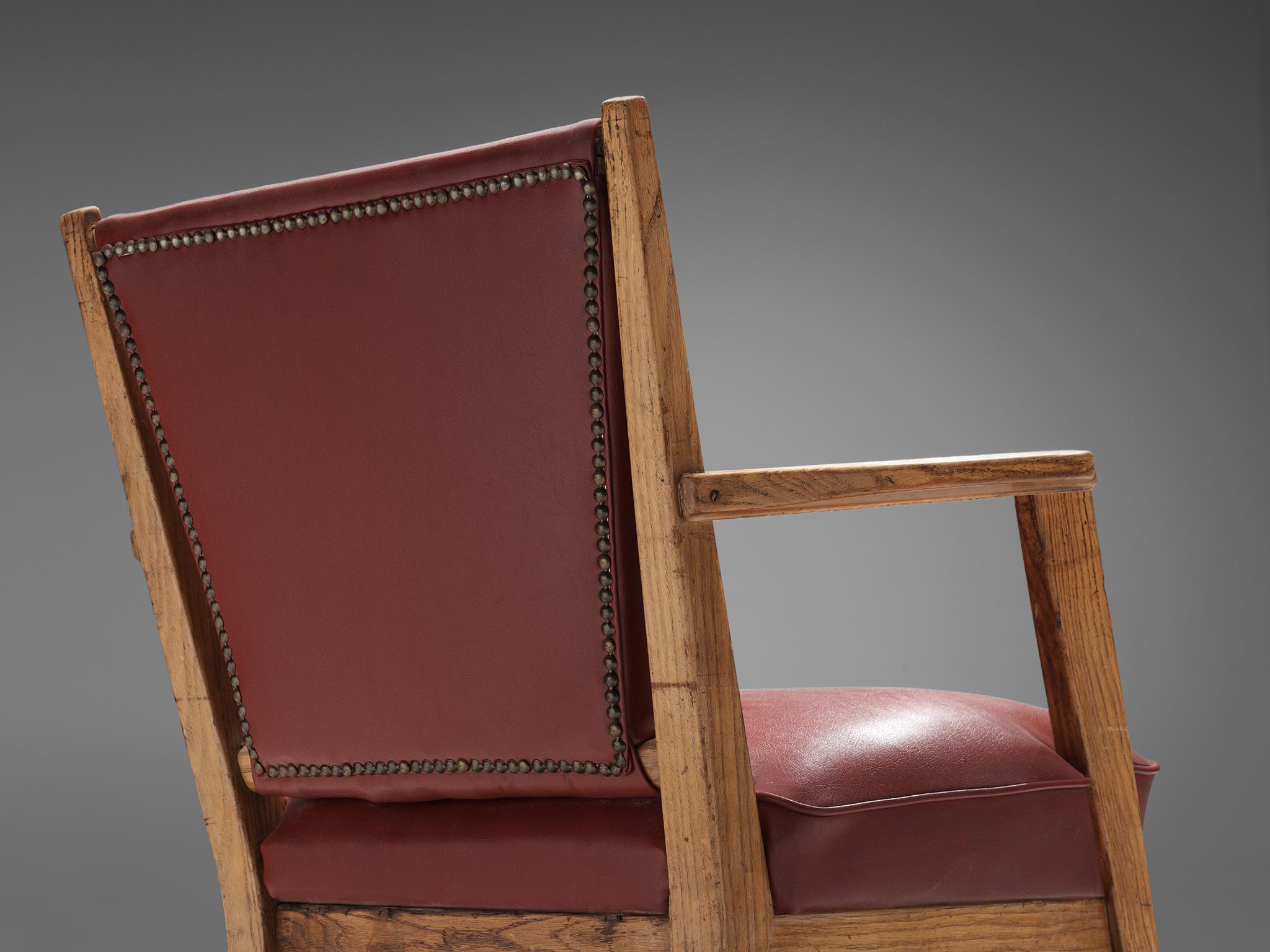 Mid-Century Modern BBPR Lounge Chair in Burgundy Leatherette  For Sale