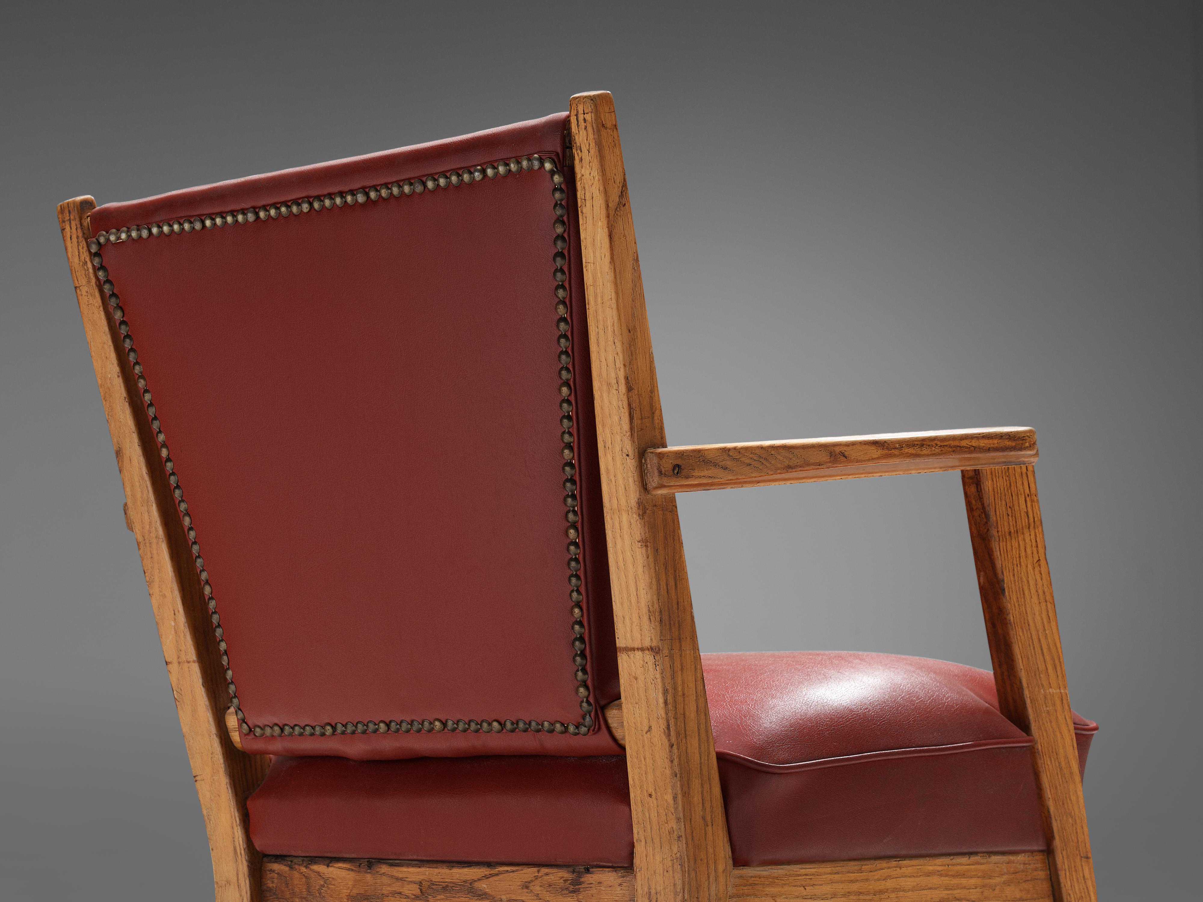 BBPR Lounge Chair in Burgundy Leatherette In Good Condition In Waalwijk, NL