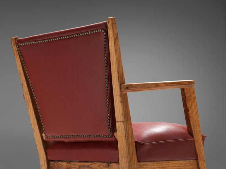 BBPR Lounge Chair in Burgundy Leatherette In Good Condition For Sale In Waalwijk, NL