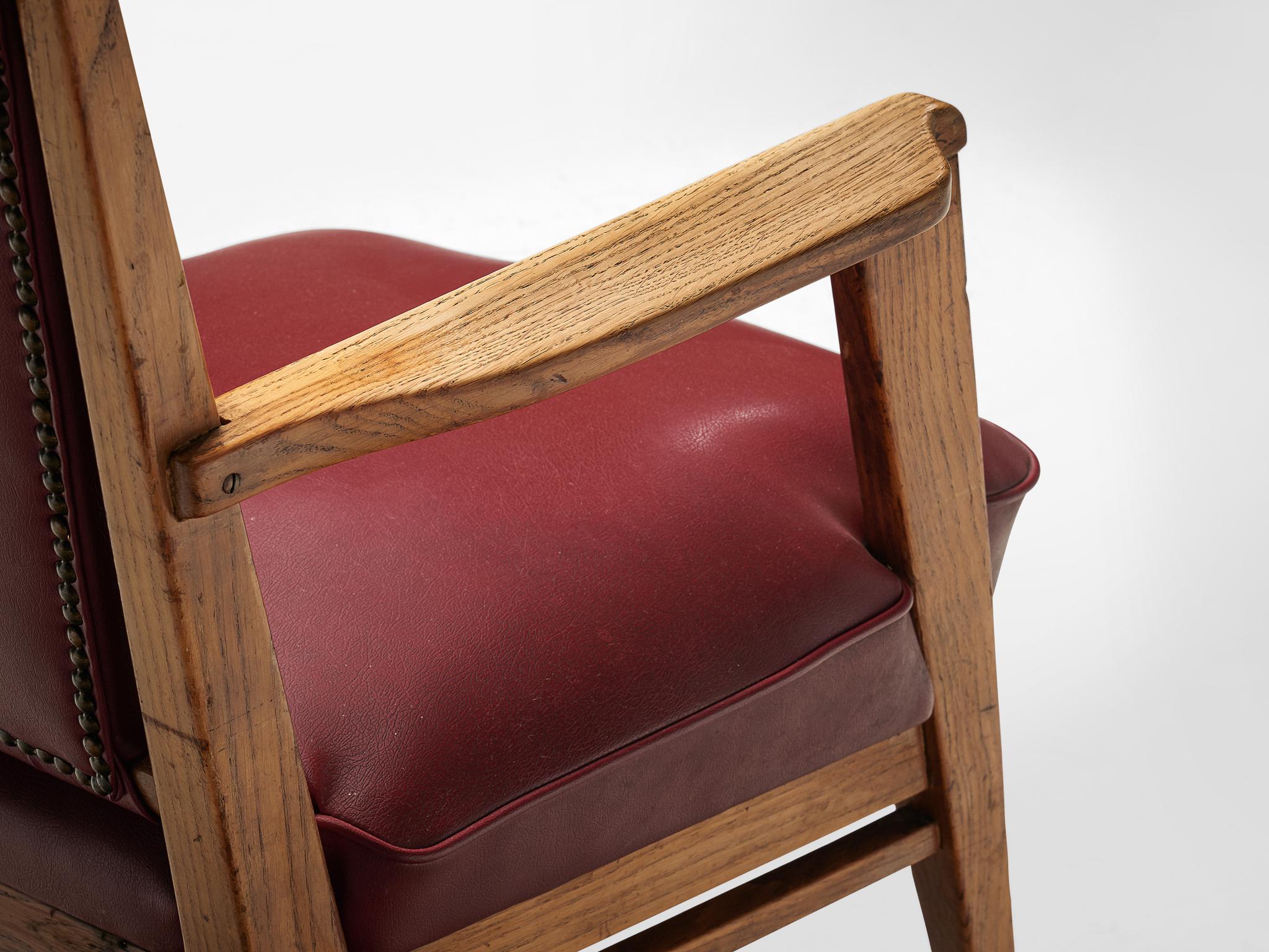Mid-20th Century BBPR Lounge Chair in Burgundy Leatherette