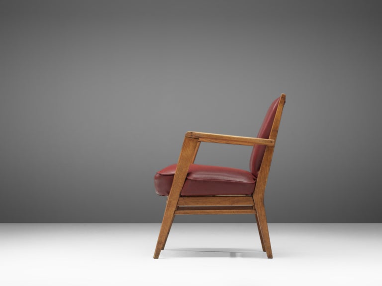 Mid-20th Century BBPR Lounge Chair in Burgundy Leatherette For Sale