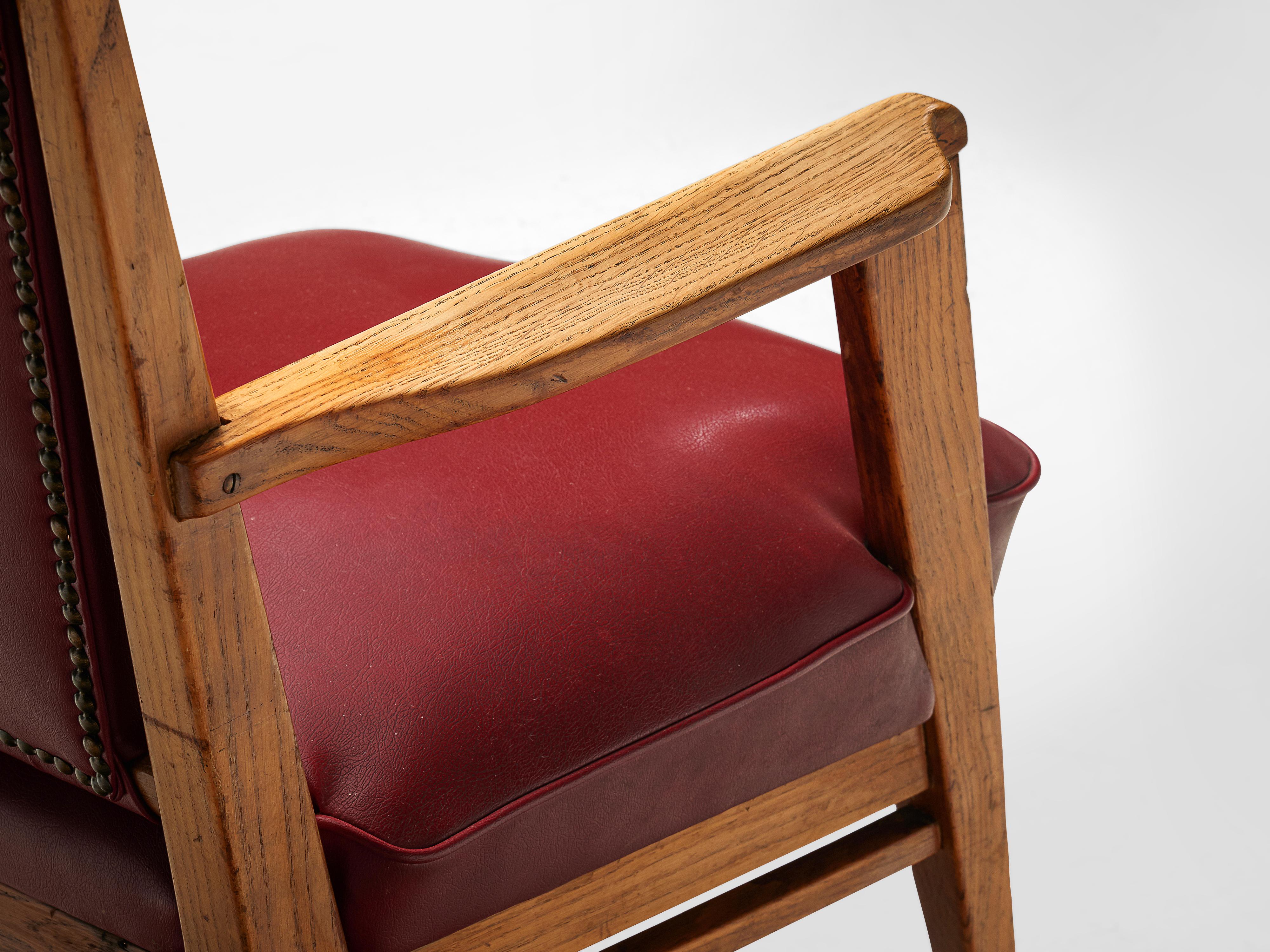 Faux Leather BBPR Lounge Chair in Burgundy Leatherette