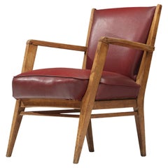 Vintage BBPR Lounge Chair in Burgundy Leatherette