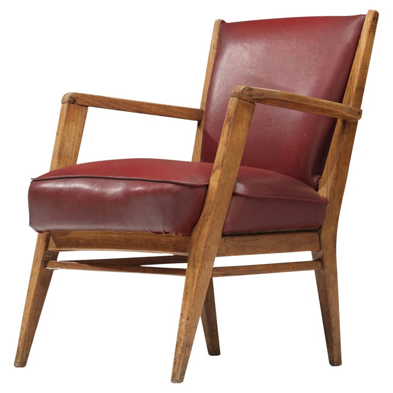 BBPR Lounge Chair in Burgundy Leatherette For Sale