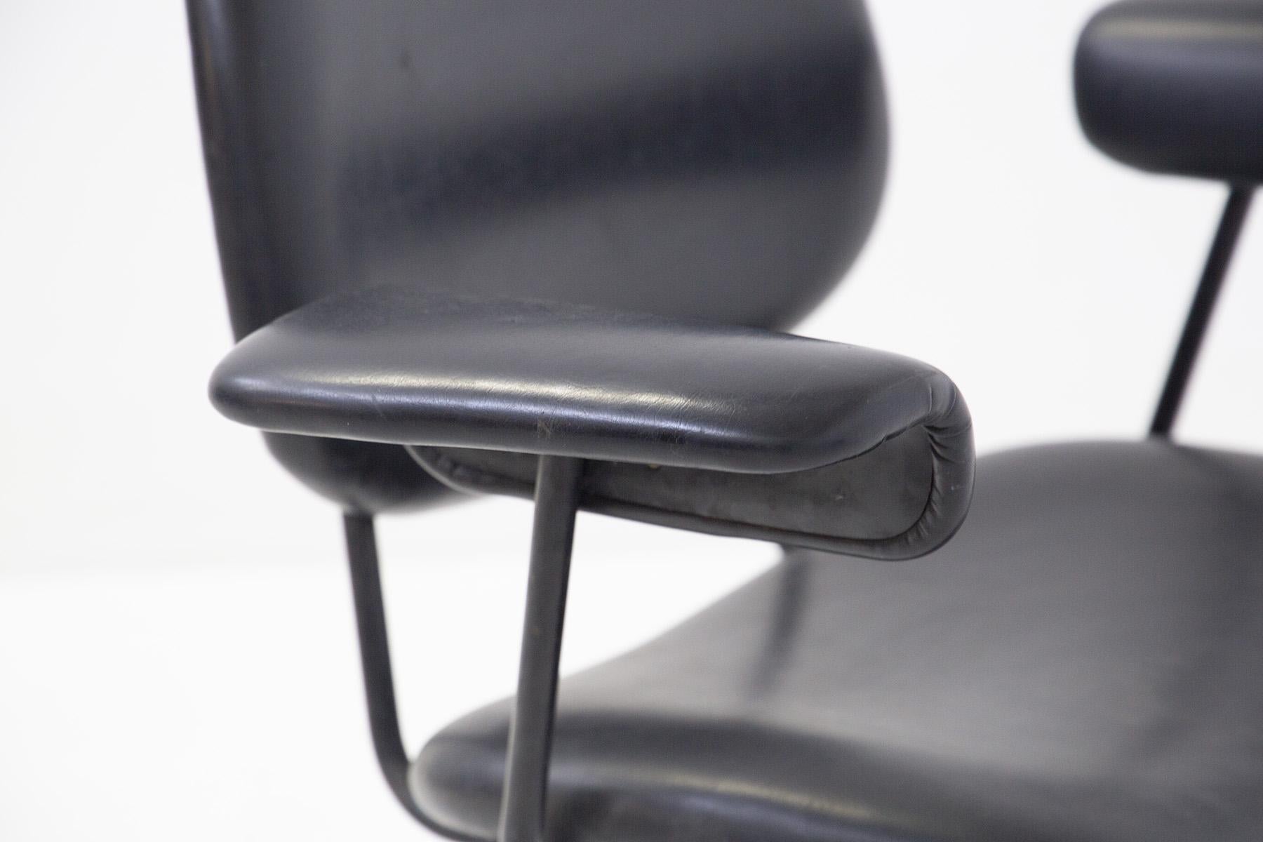 BBPR Office Chairs for Olivetti in Black Leather 3