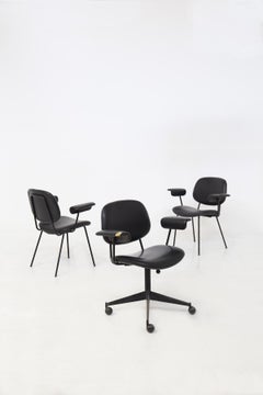 BBPR Office Chairs for Olivetti in Black Leather
