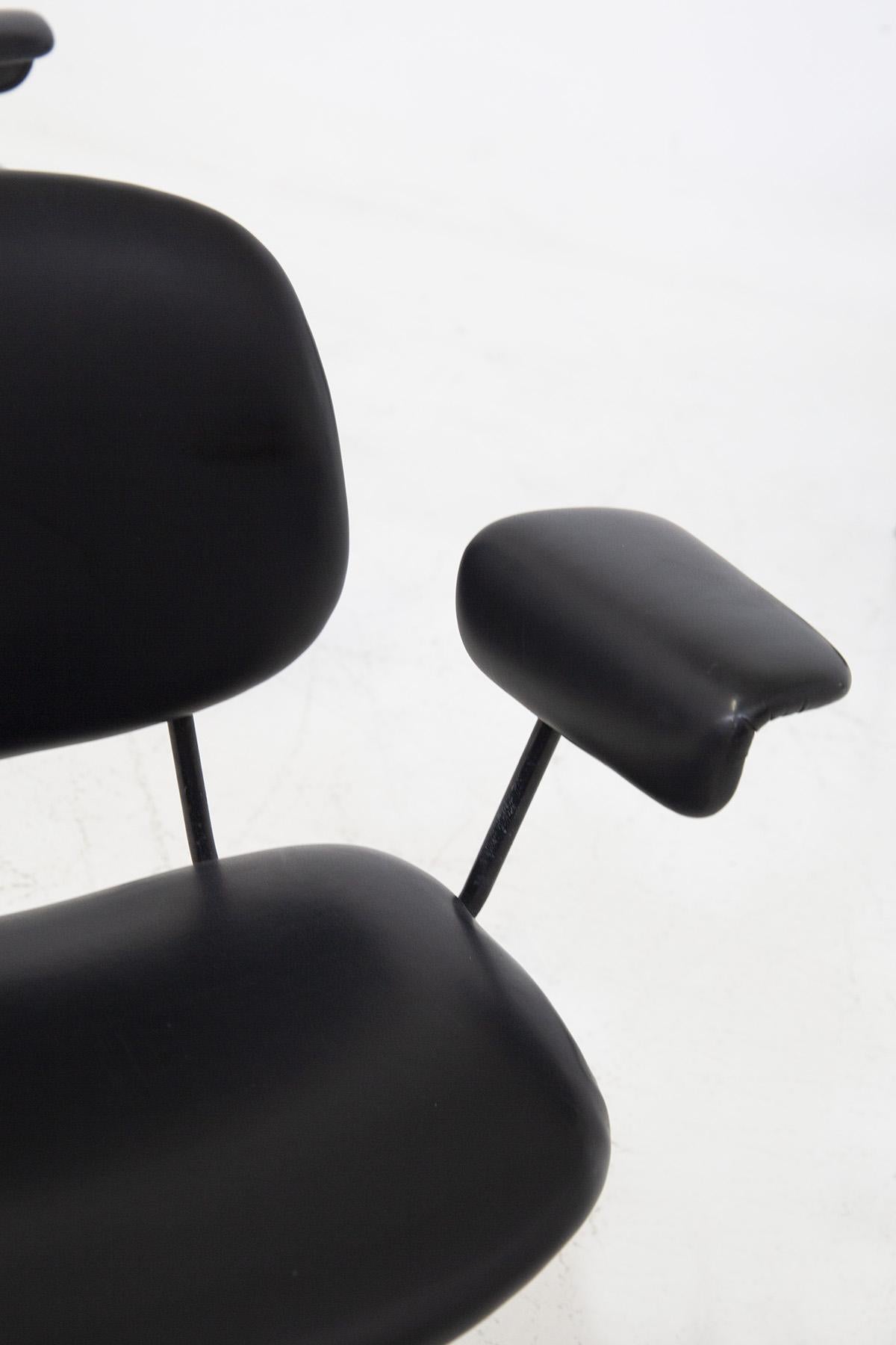 Italian BBPR Office Chairs for Olivetti in Black Leather