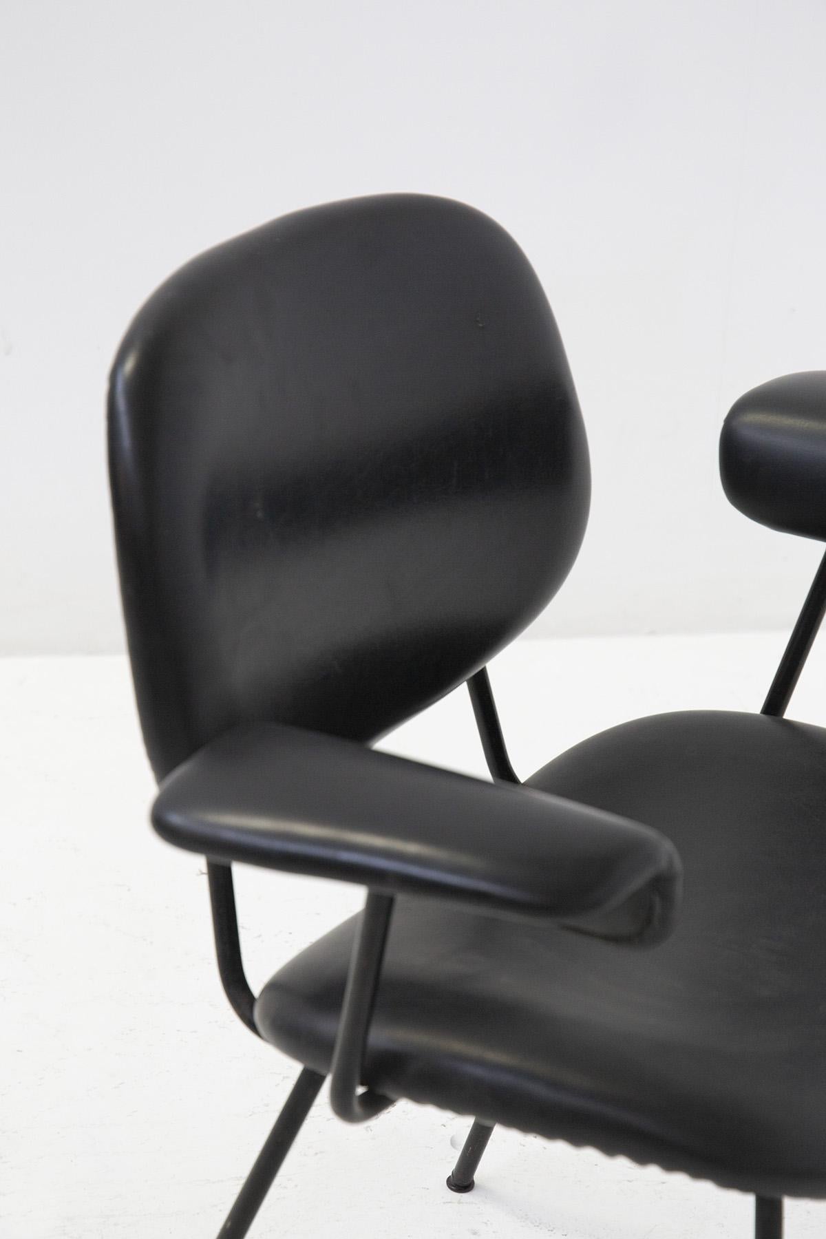 Mid-20th Century BBPR Office Chairs for Olivetti in Black Leather