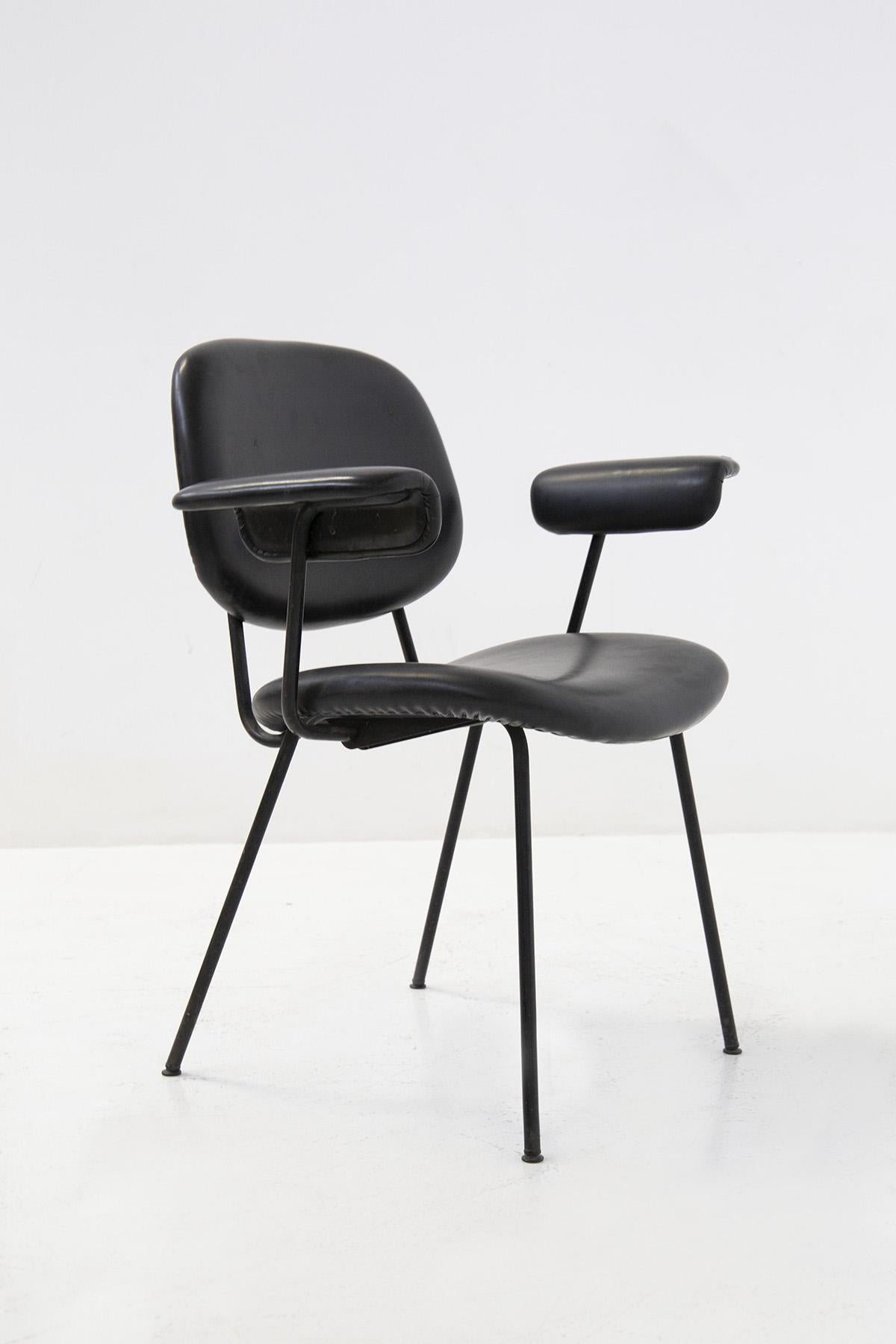 Metal BBPR Office Chairs for Olivetti in Black Leather