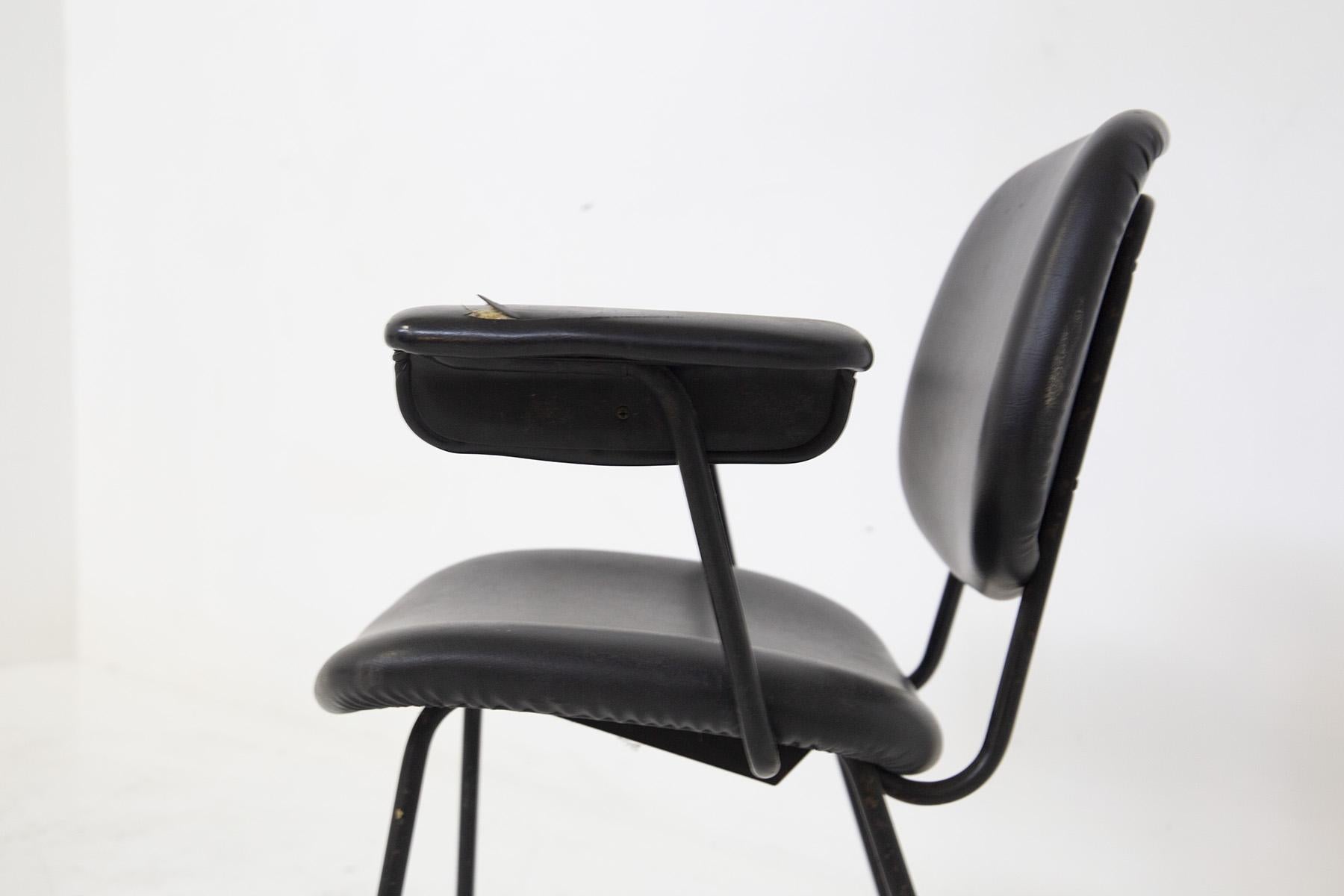 BBPR Office Chairs for Olivetti in Black Leather 1
