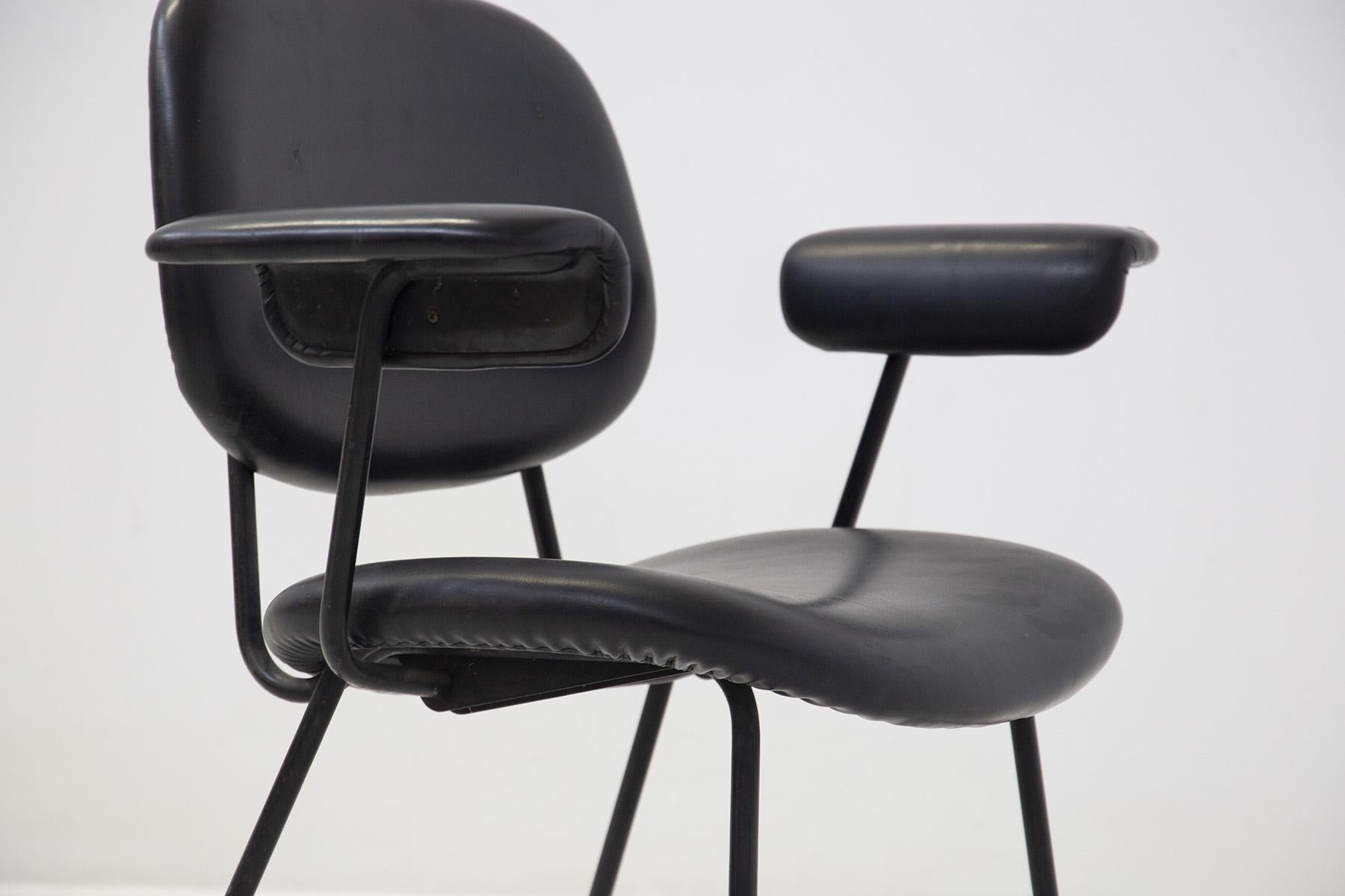 BBPR Office Chairs for Olivetti in Black Leather 2