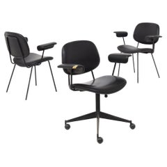 BBPR Office Chairs for Olivetti in Black Leather