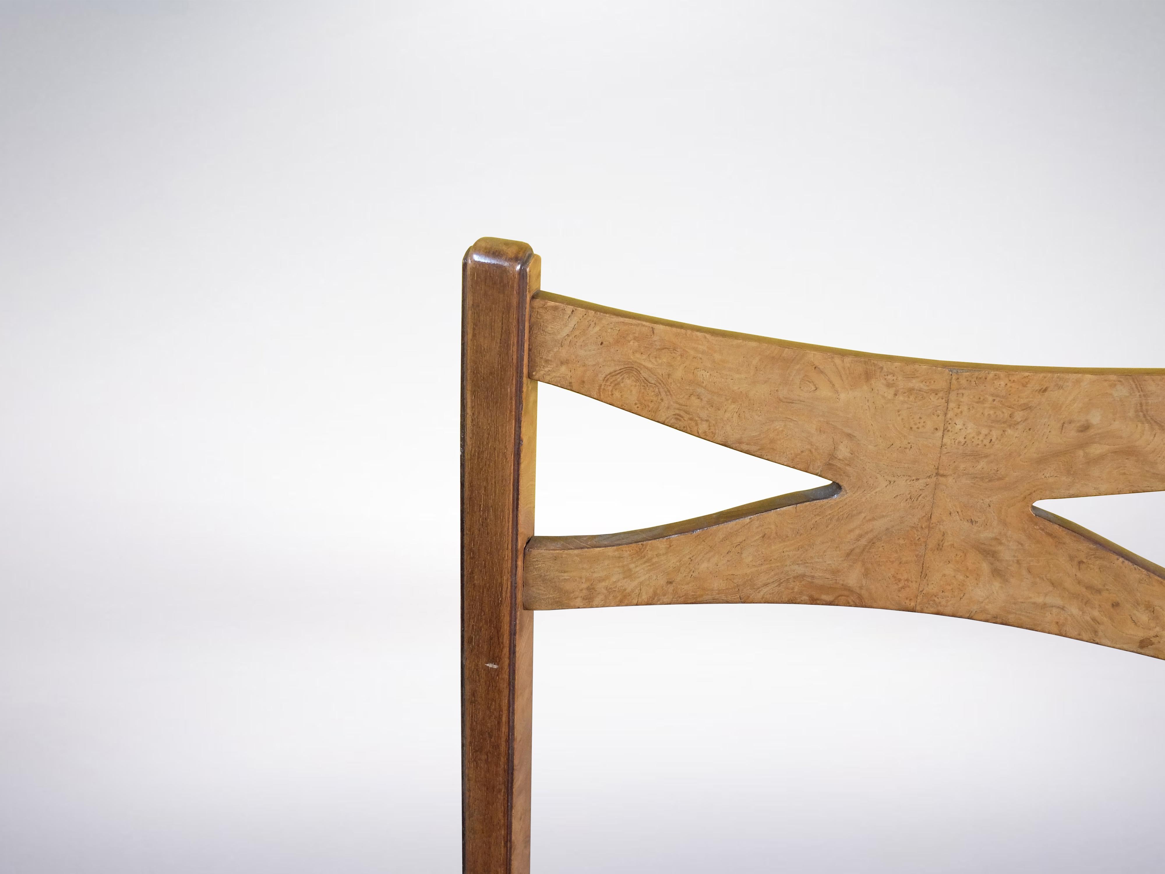 Tissu BBPR, ensemble rare de 3 chaises italiennes modernes du milieu du siècle en bois et velours, 1948 en vente