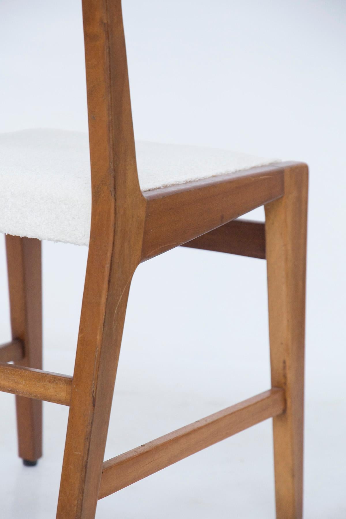 Bbpr Set of 12 Wooden Mid-Century Chairs in Bouclé For Sale 5