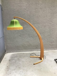 BBPR “Stile” Floor Lamp 1950 Wood Fabric Lampshade 1950 Brass, Italy