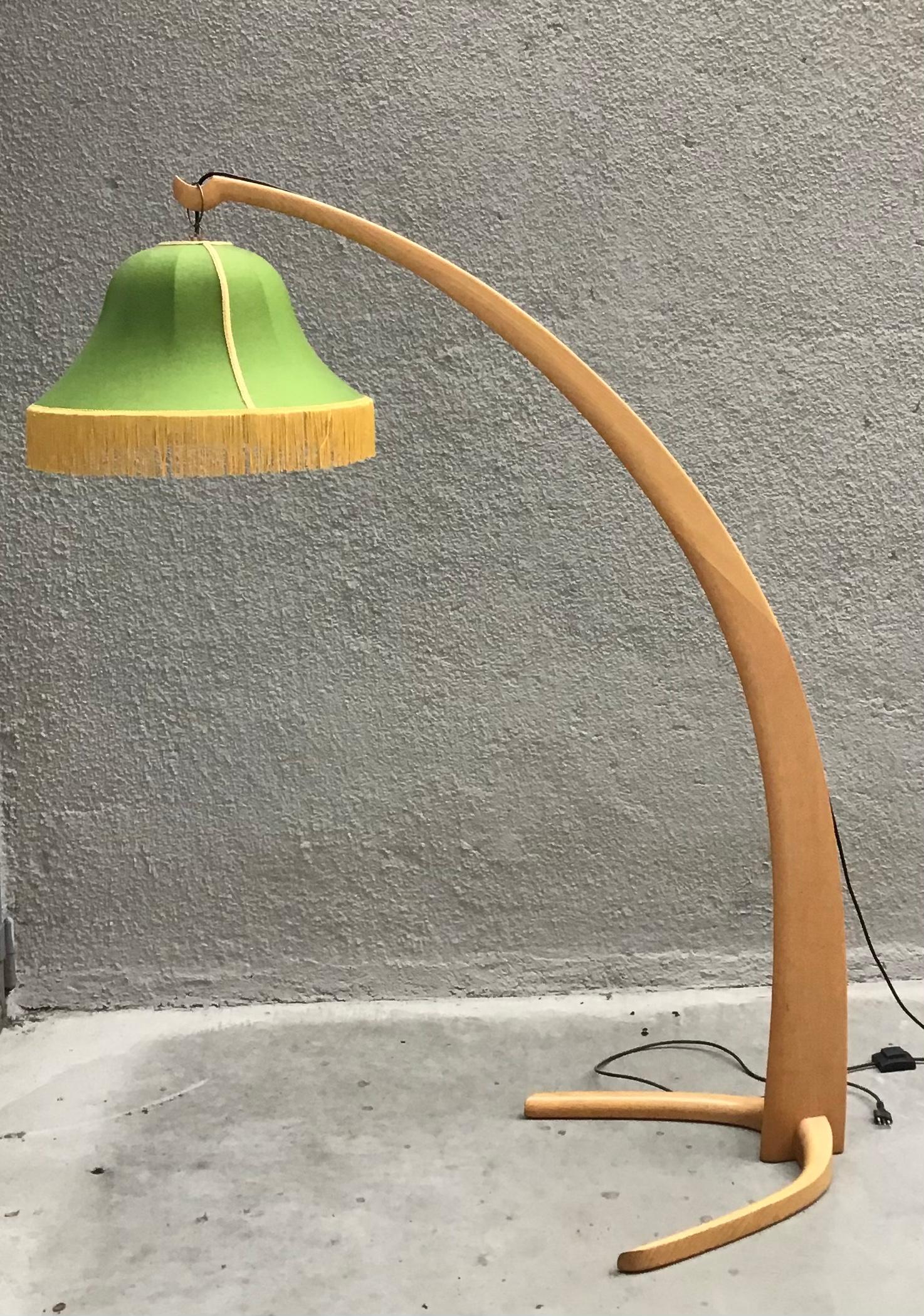 Other BBPR “Stile” Floor Lamp 1950 Wood Fabric Lampshade 1950 Brass, Italy For Sale