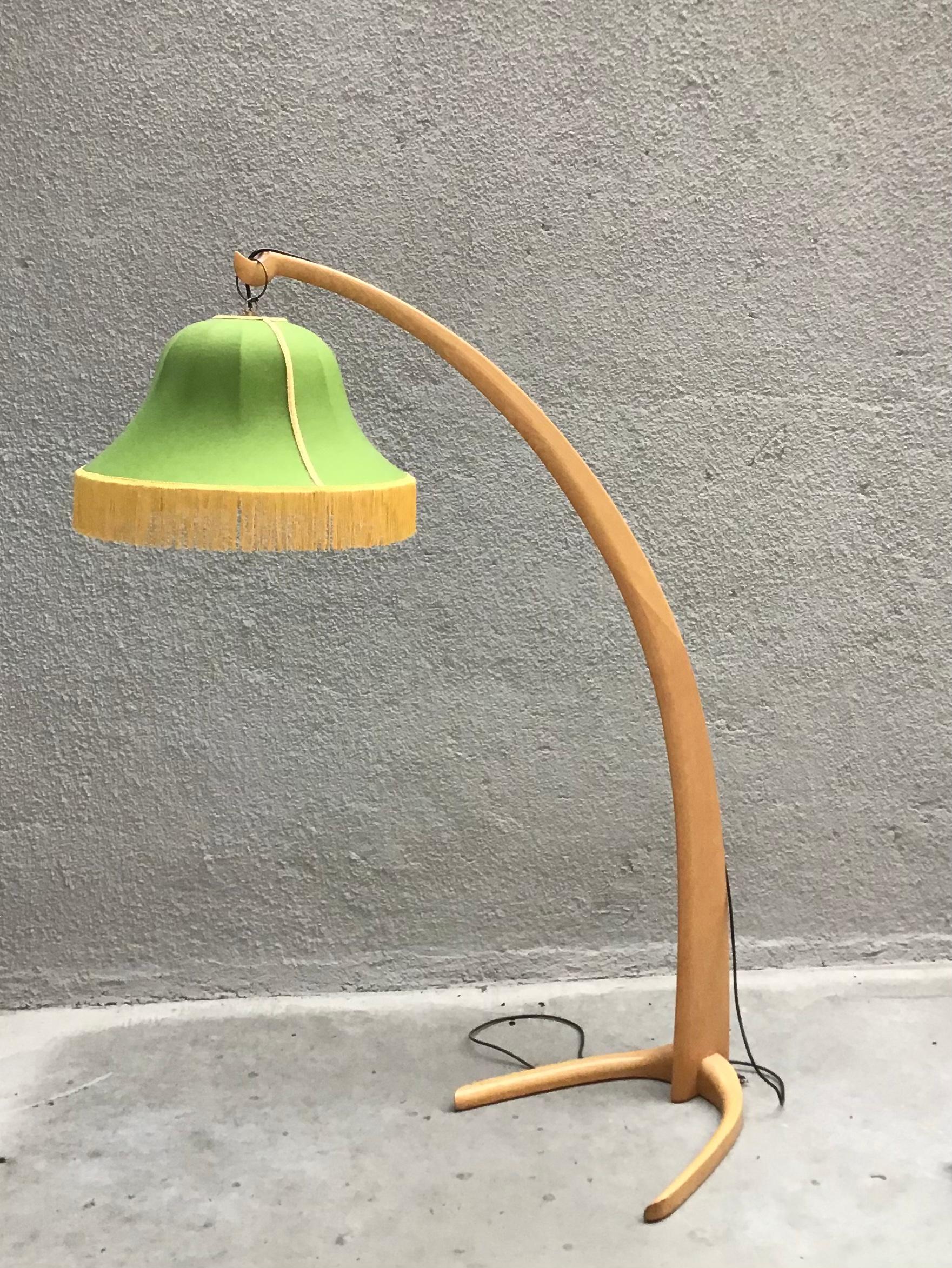 BBPR “Stile” Floor Lamp 1950 Wood Fabric Lampshade 1950 Brass, Italy In Excellent Condition For Sale In Milano, IT
