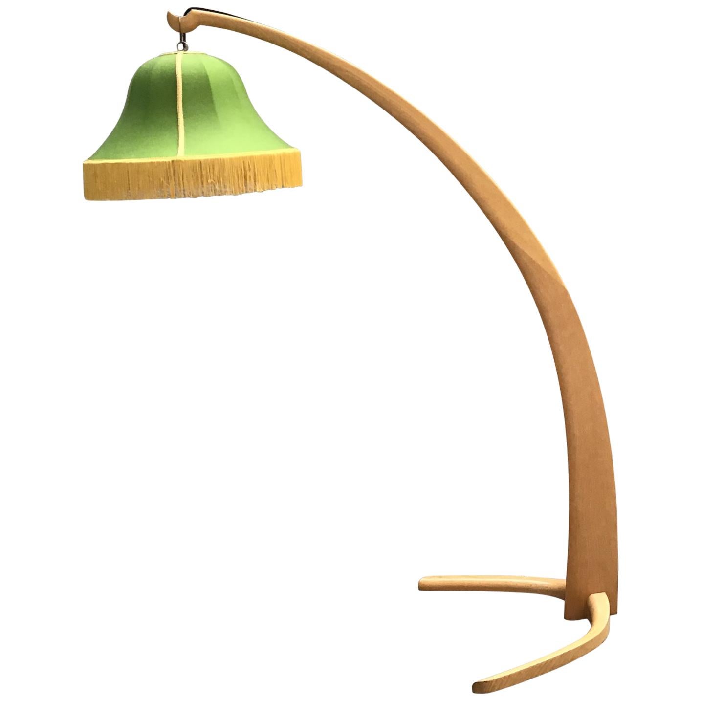 BBPR “Stile” Floor Lamp 1950 Wood Fabric Lampshade 1950 Brass, Italy