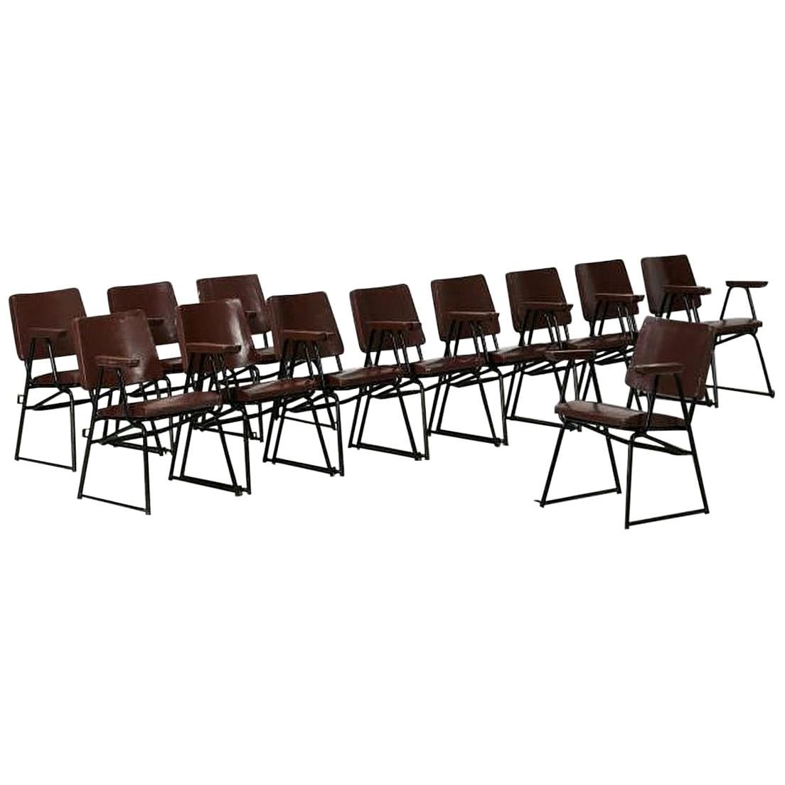 B.B.P.R. Studio Style 12 Chairs Mid-Century Modern Curved Wood Steel