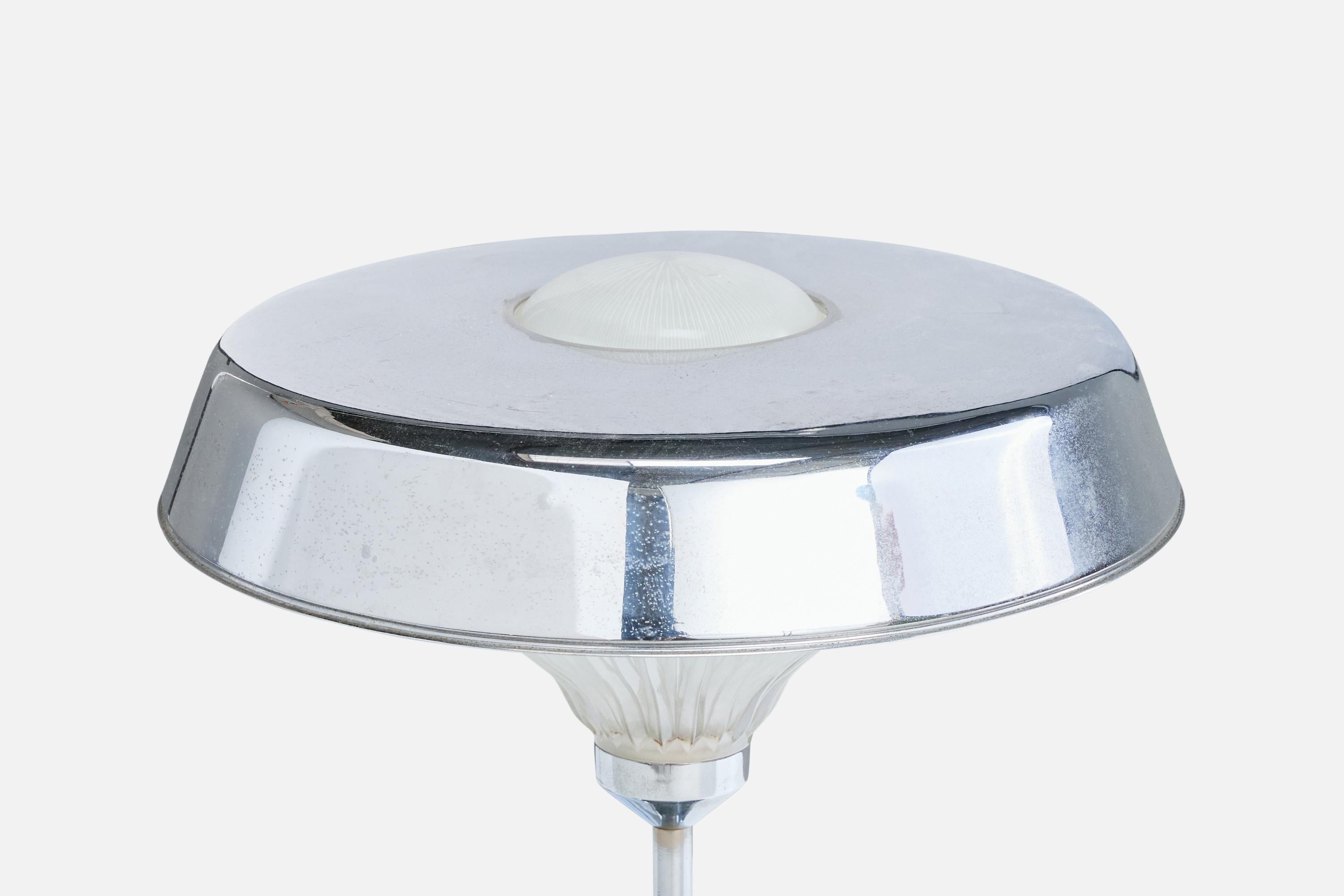 italien BBPR, lampe de table, métal chromé, verre, Italie, années 1970 en vente