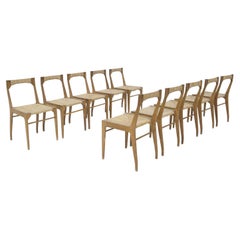 Carlo Santi Vintage Straw and Wood Chairs for Arform
