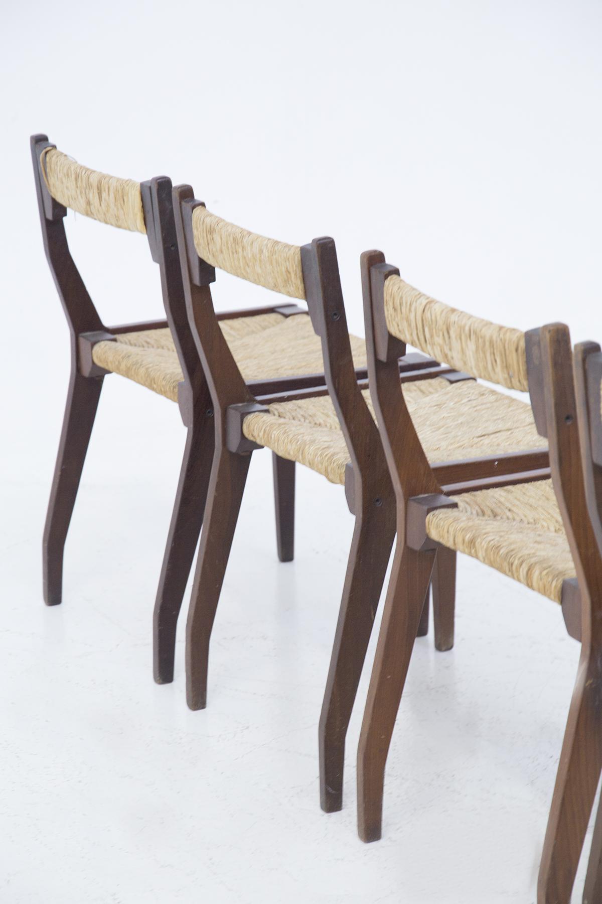 Straw Carlo Santi Vintage Wooden Chairs for Arform