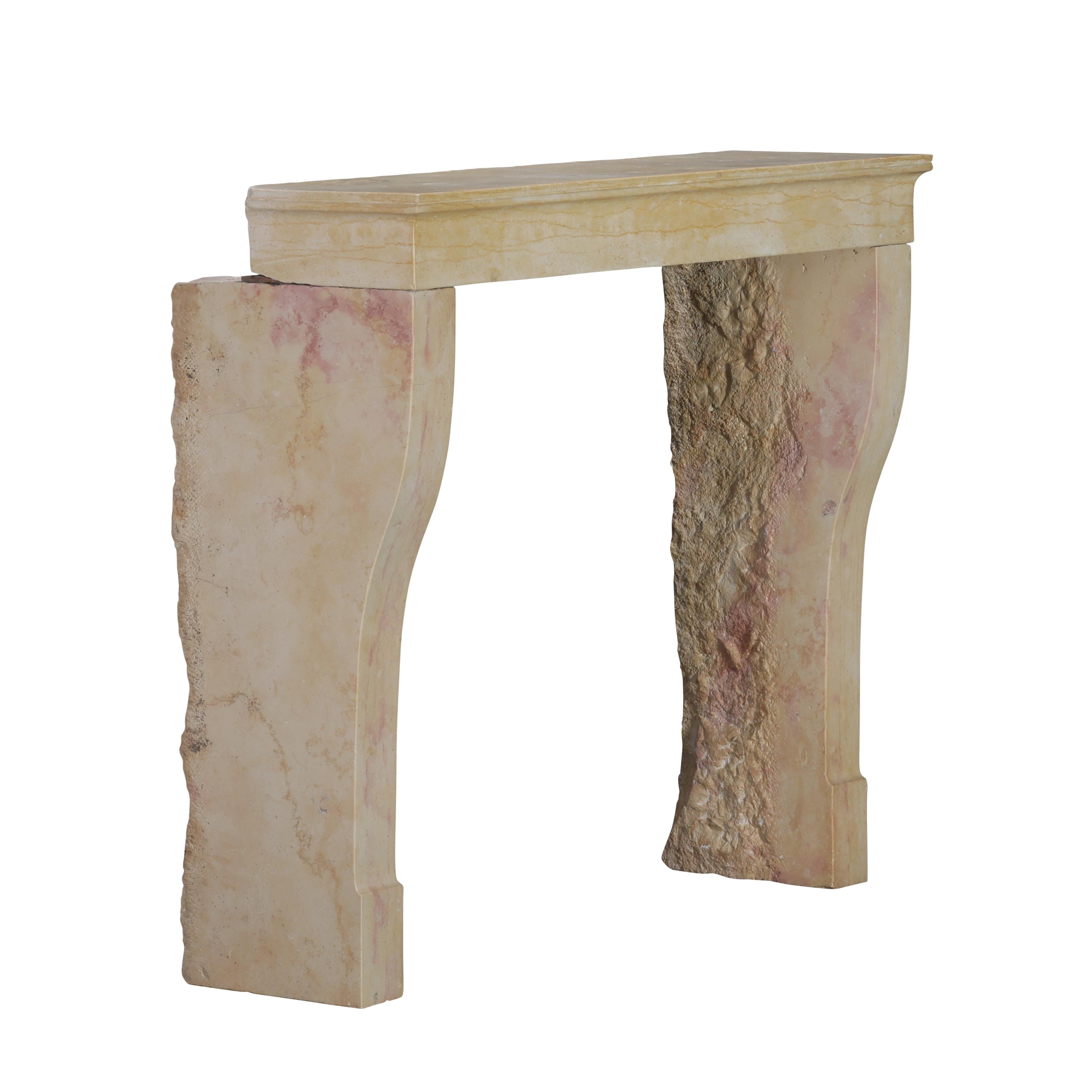 BBQ Fit French Timeless Stone Reclaimed Fireplace Mantel From Burgundy For Sale 11