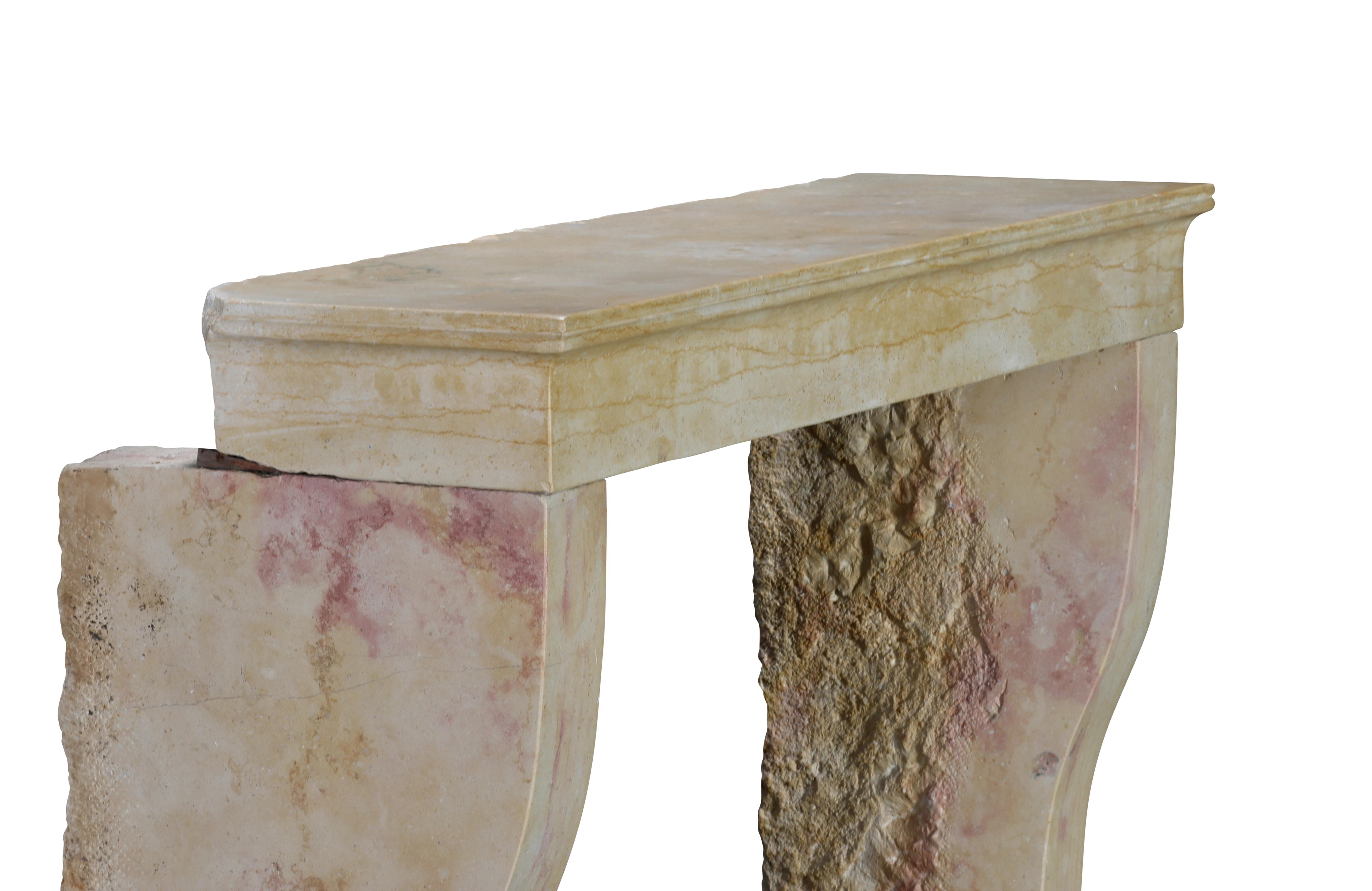 BBQ Fit French Timeless Stone Reclaimed Fireplace Mantel From Burgundy For Sale 12