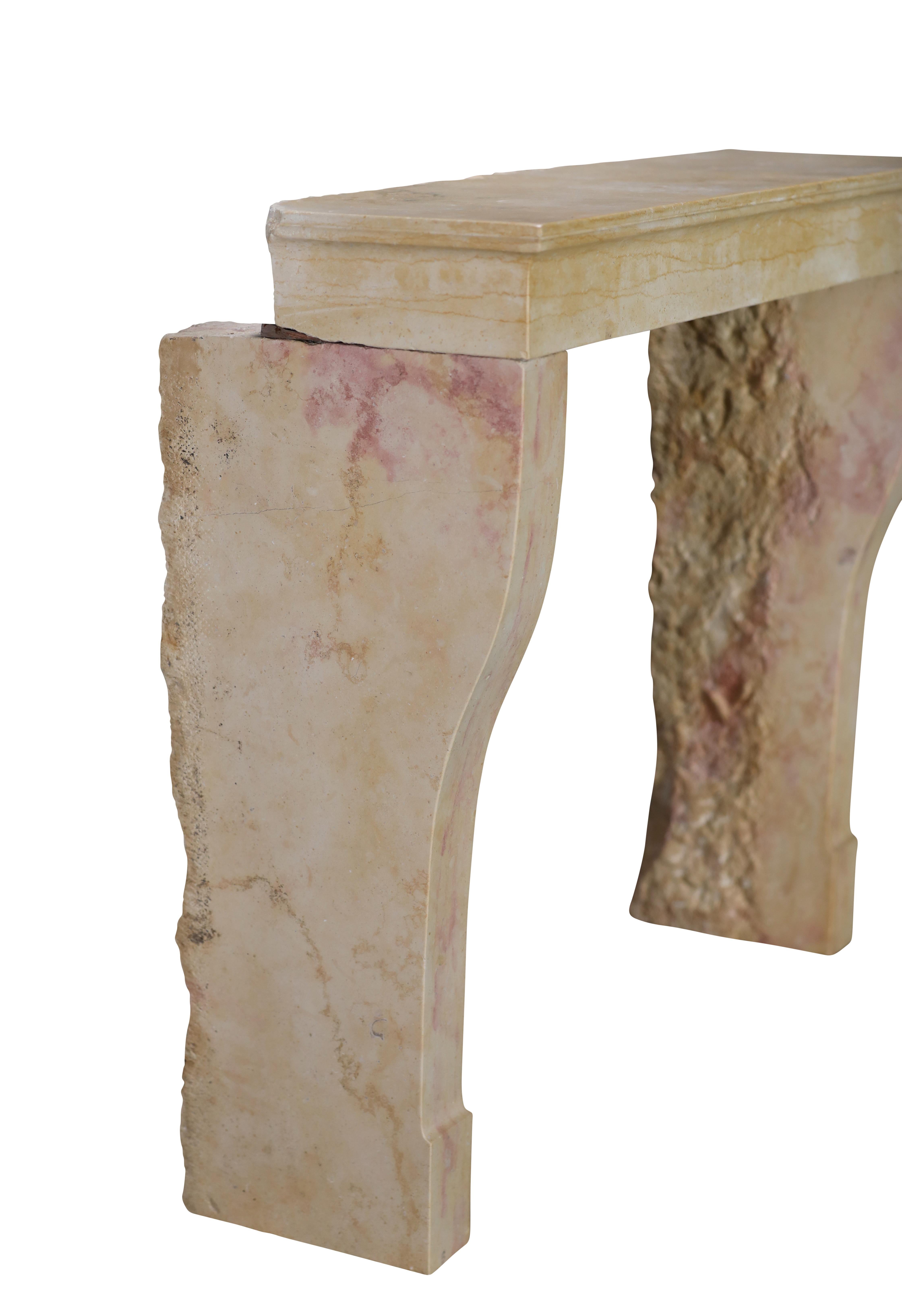 BBQ Fit French Timeless Stone Reclaimed Fireplace Mantel From Burgundy For Sale 13