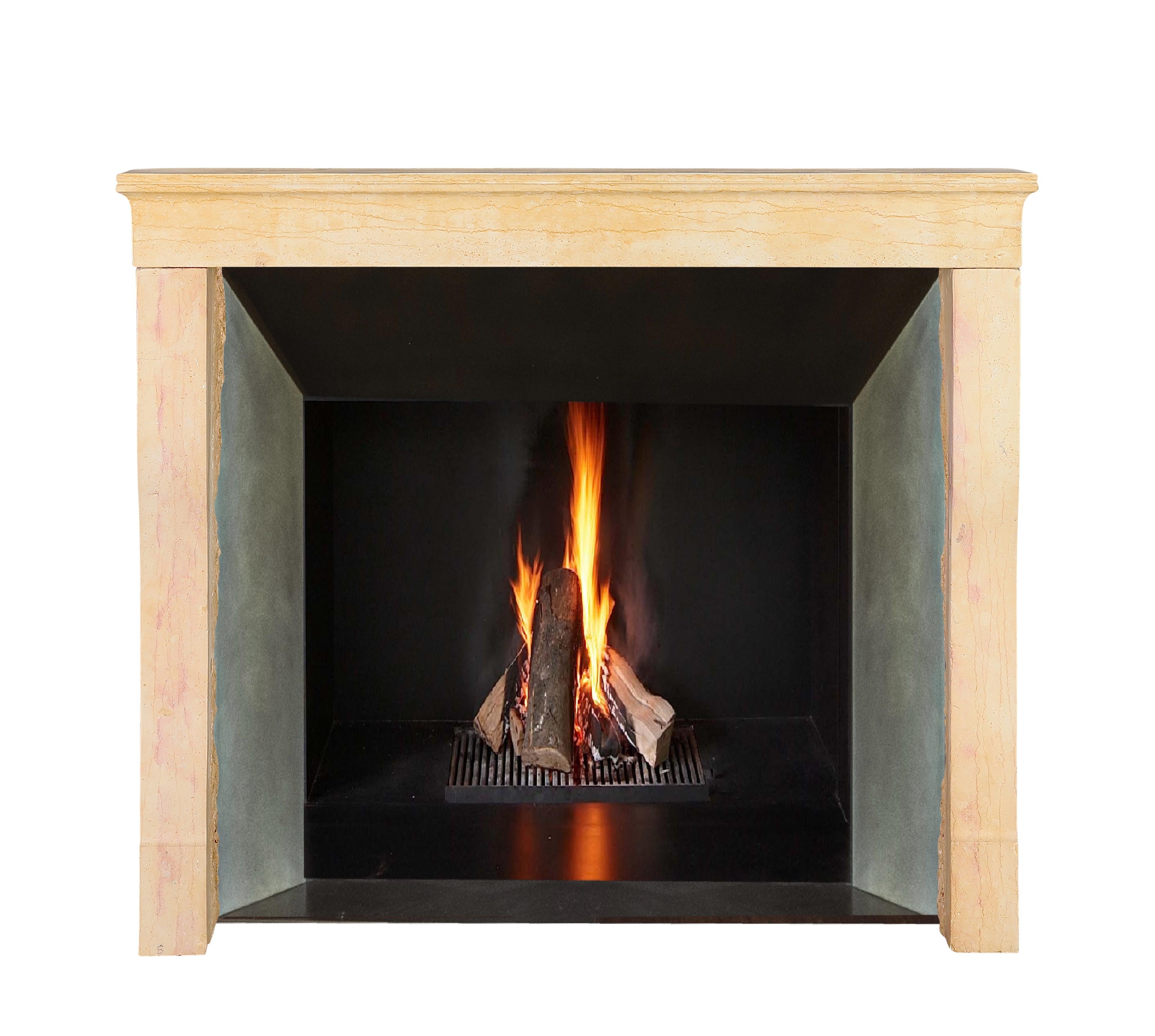BBQ Fit French Timeless Stone Reclaimed Fireplace Mantel From Burgundy In Excellent Condition For Sale In Beervelde, BE