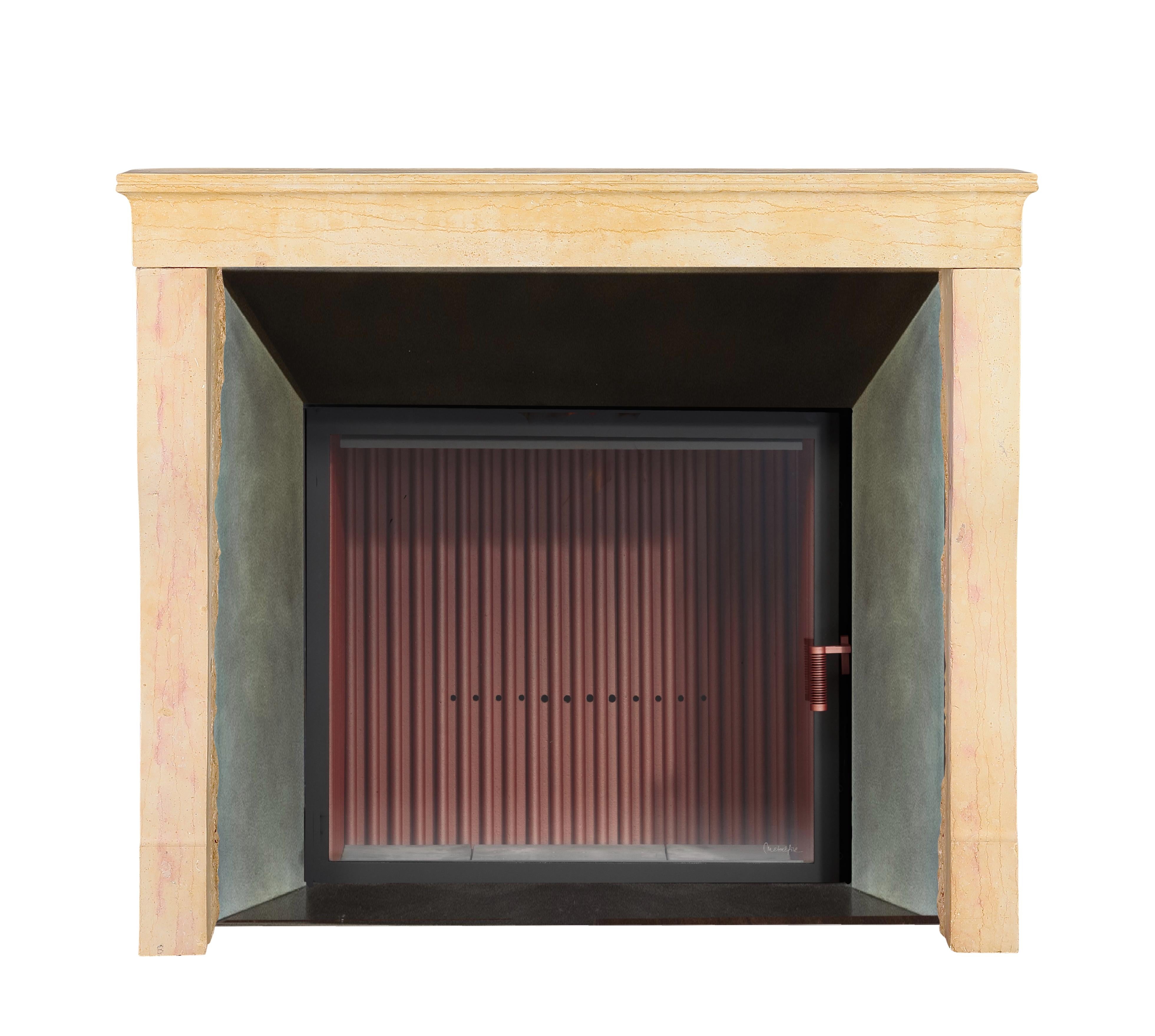 19th Century BBQ Fit French Timeless Stone Reclaimed Fireplace Mantel From Burgundy For Sale