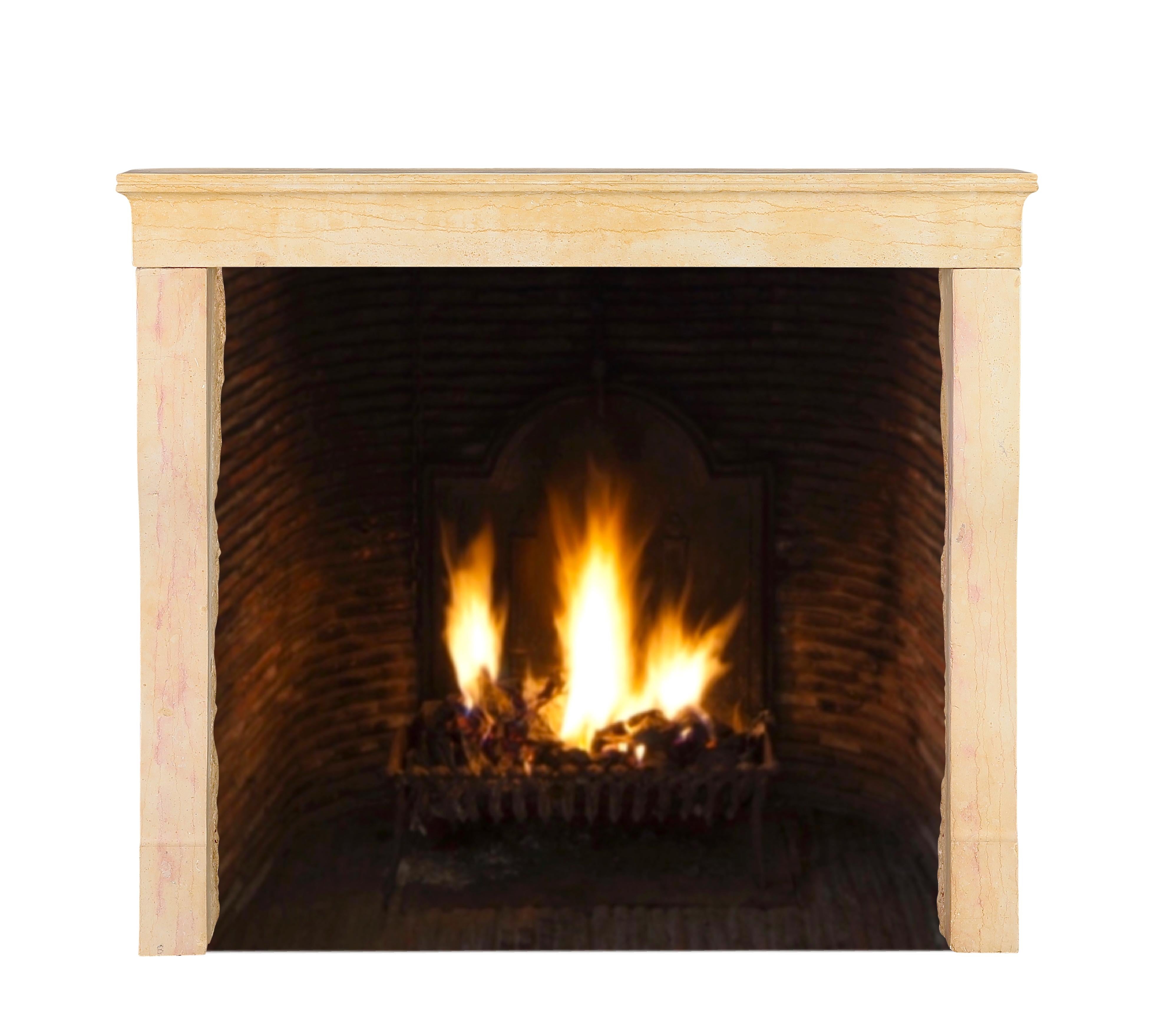 BBQ Fit French Timeless Stone Reclaimed Fireplace Mantel From Burgundy For Sale 1